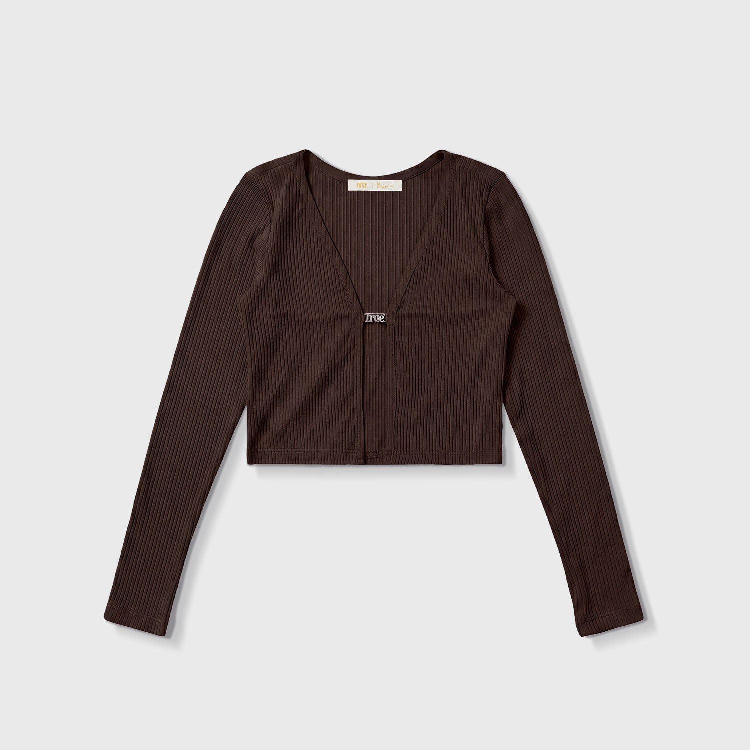 True Rib Cropped Cardigan - Brown