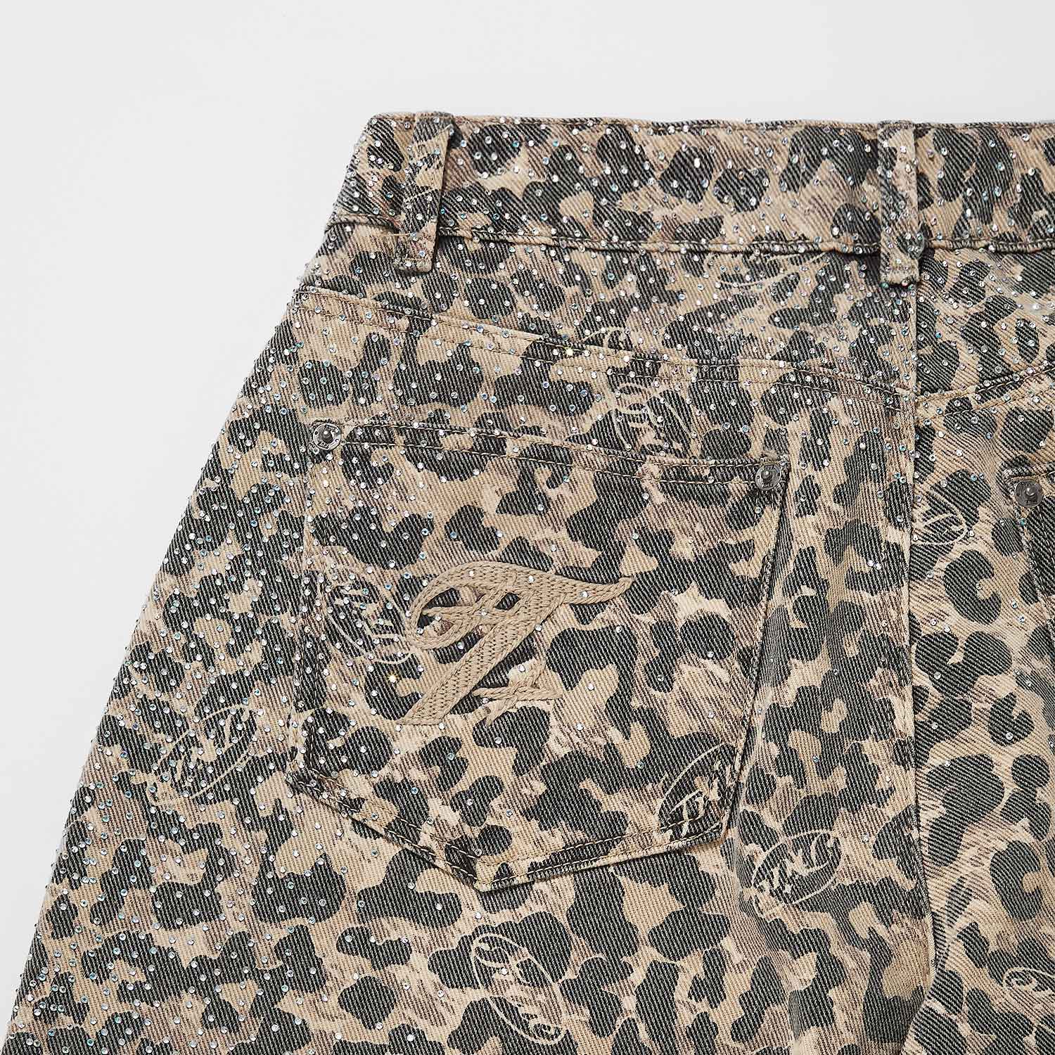 TRUE Leopard Wide Leg Jeans - Camel