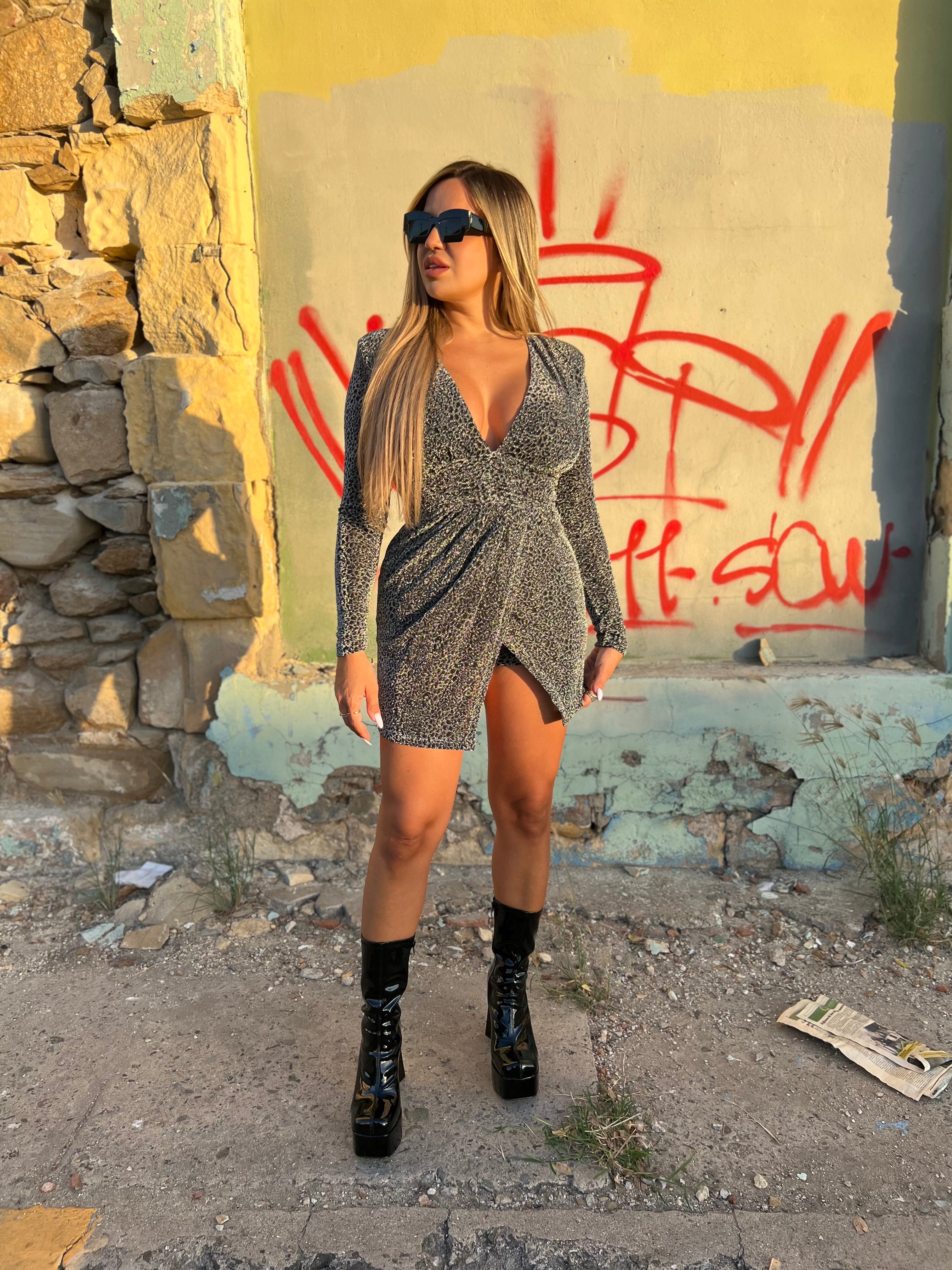 Silver Leopard Romper
