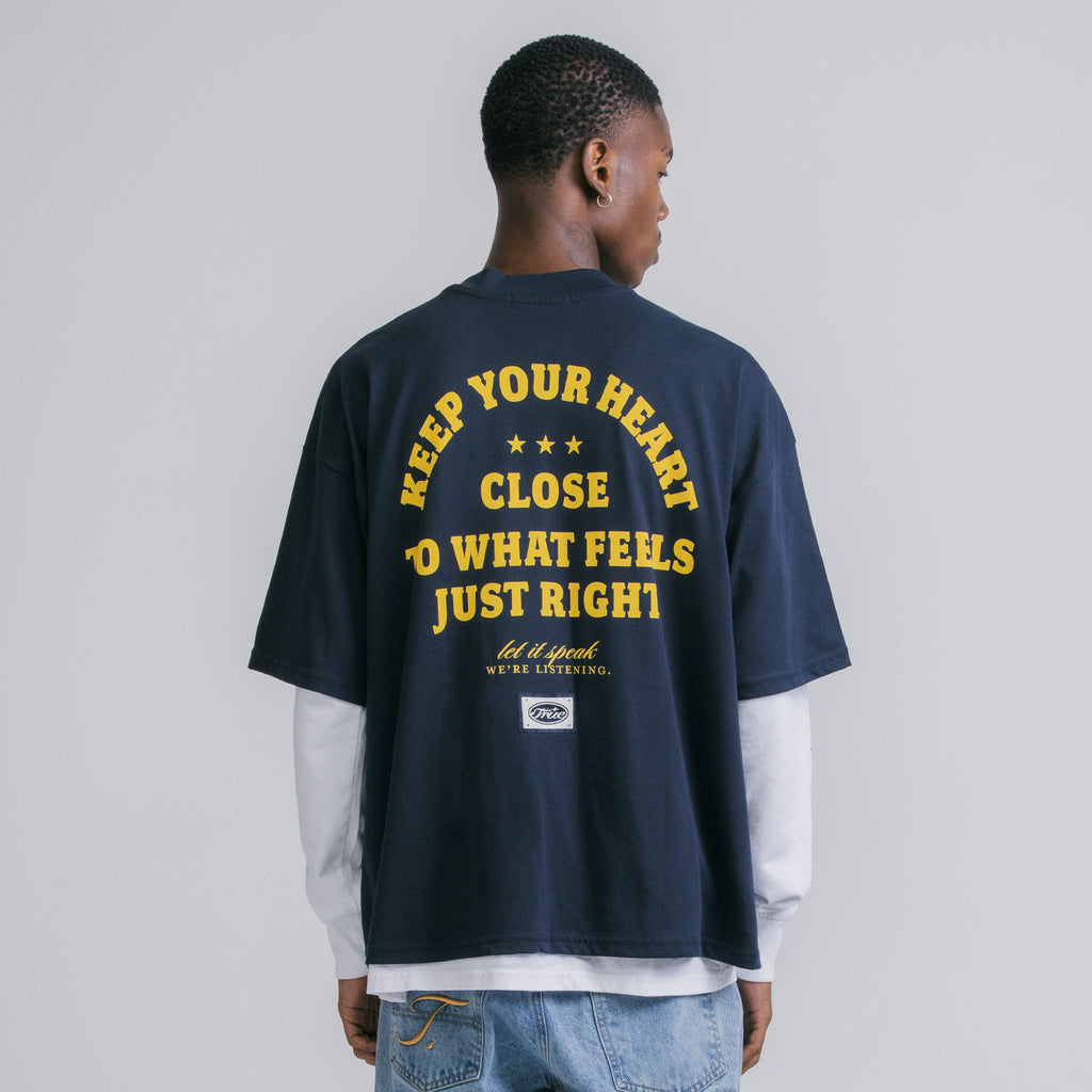 TRUE Heart Boxy Tee - Navy