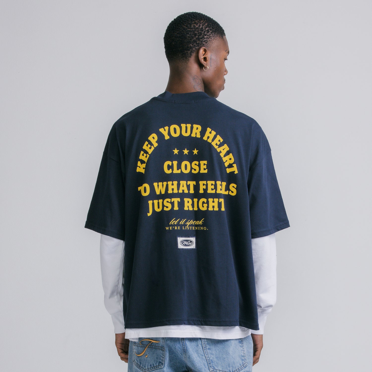 TRUE Heart Boxy Tee - Navy