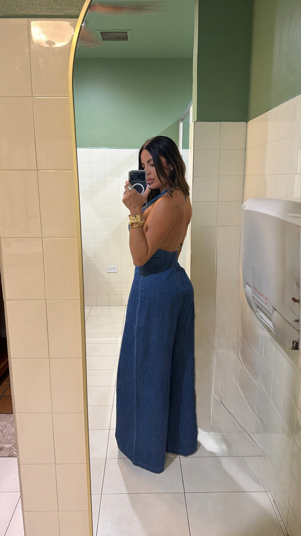 Dark Denim Wide Leg Jumpsuit