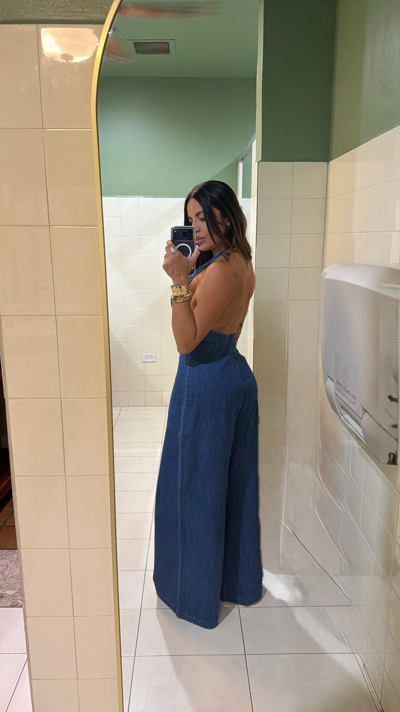 Dark Denim Wide Leg Jumpsuit