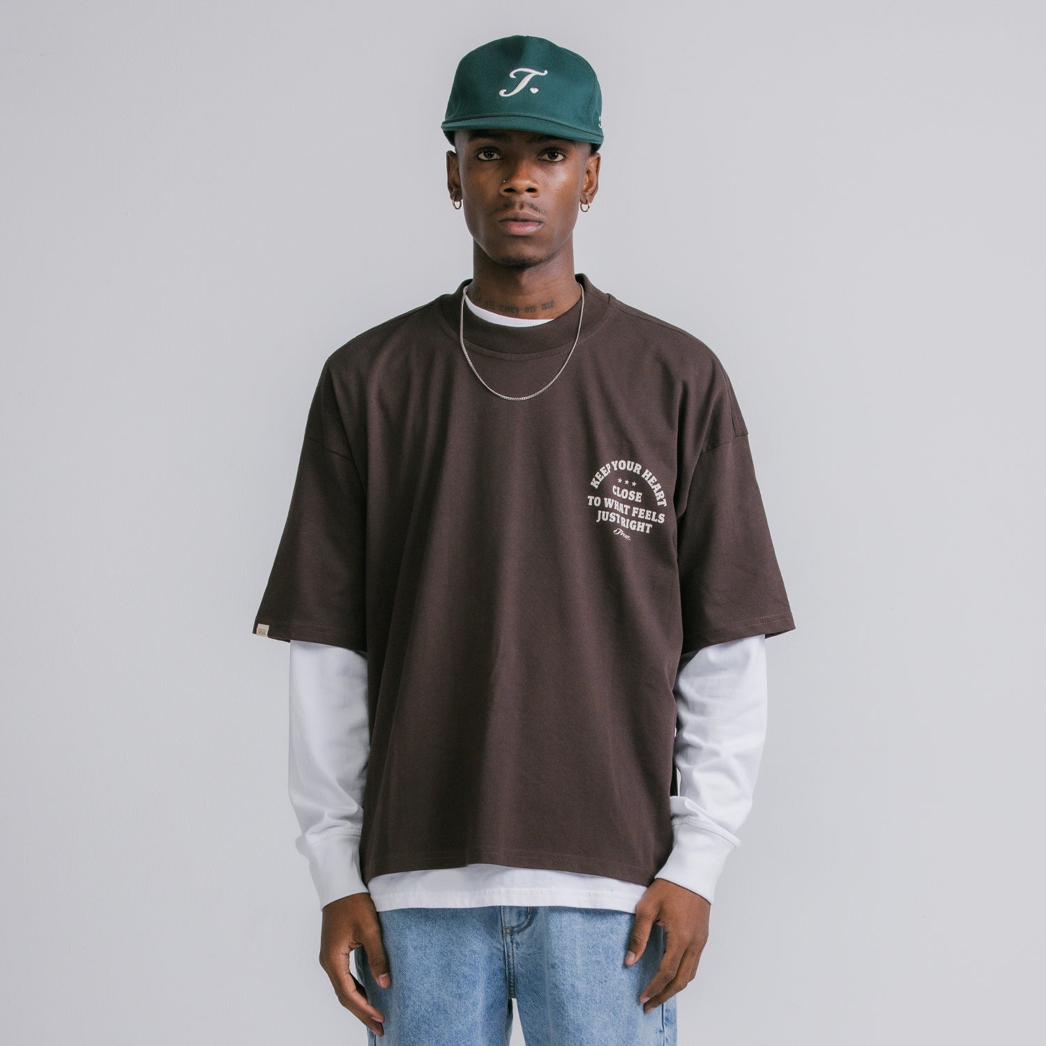 TRUE Heart Boxy Tee - Brown