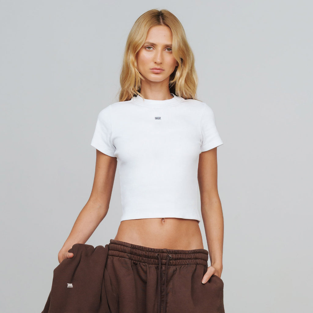 TRUE Slim Ribbed Fitted Tee - White