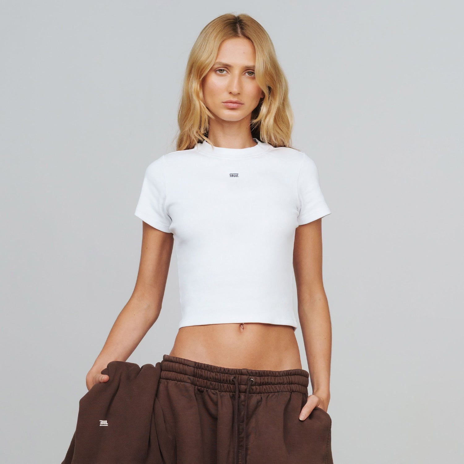 TRUE Slim Ribbed Fitted Tee - White