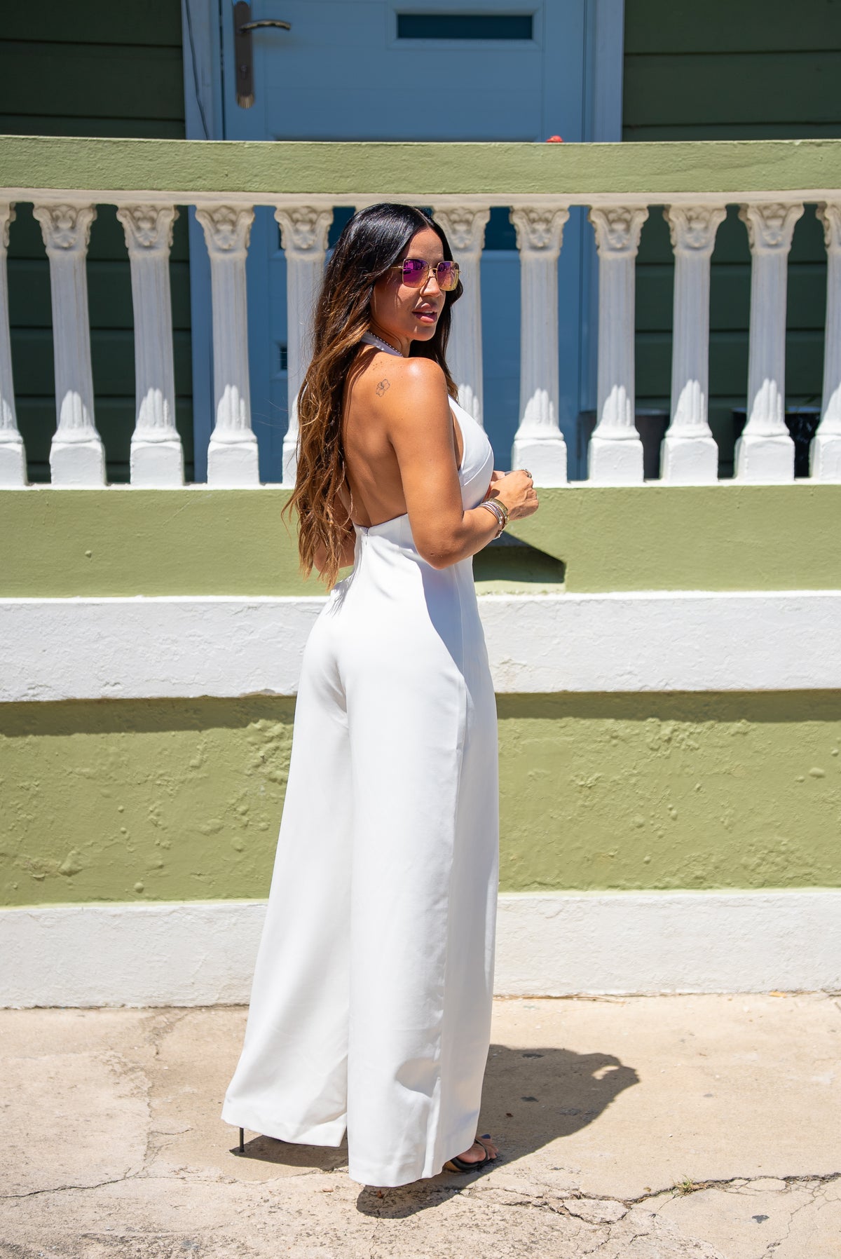 White Wide Leg Jumpsuit