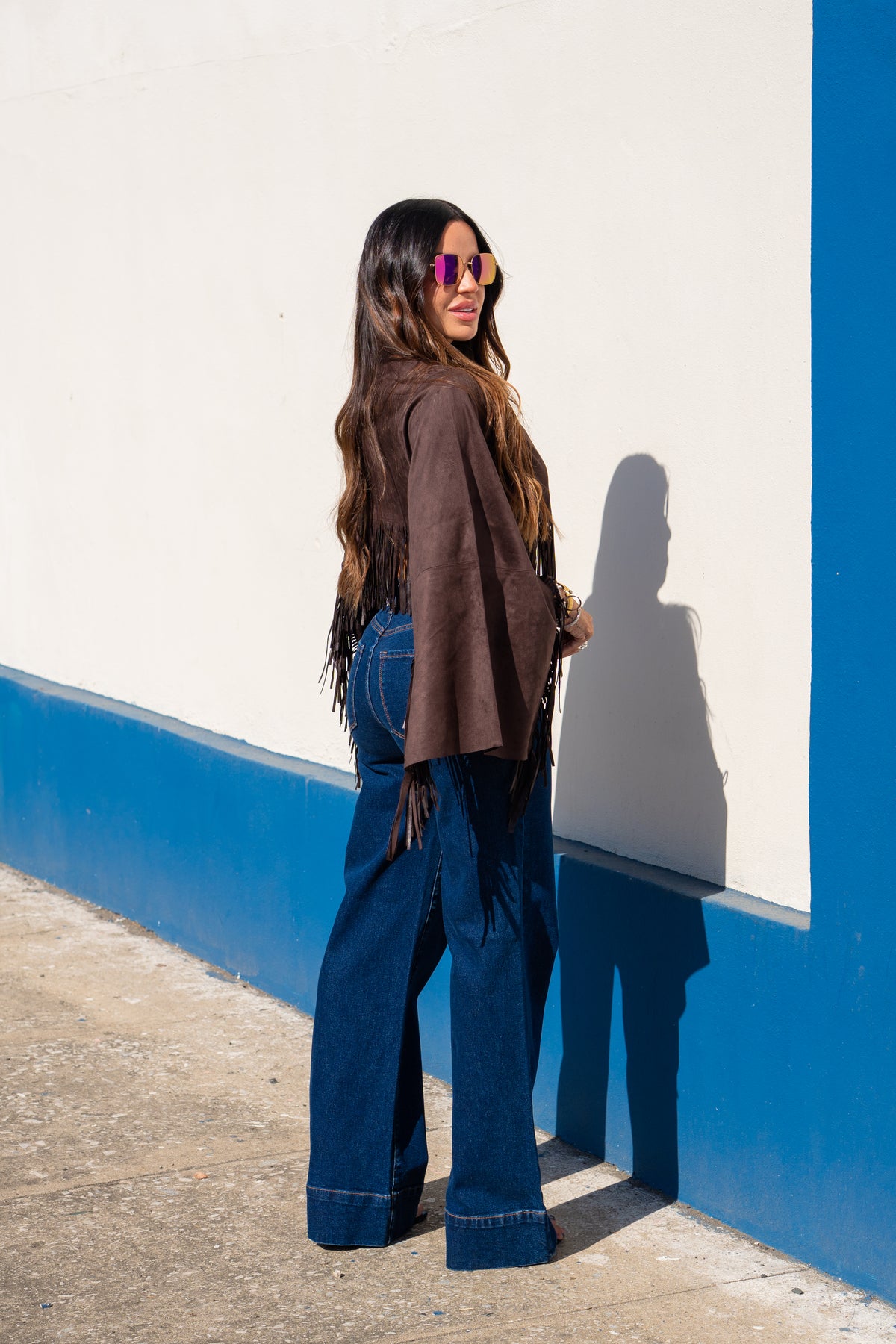 Brown Suede Fringe Top