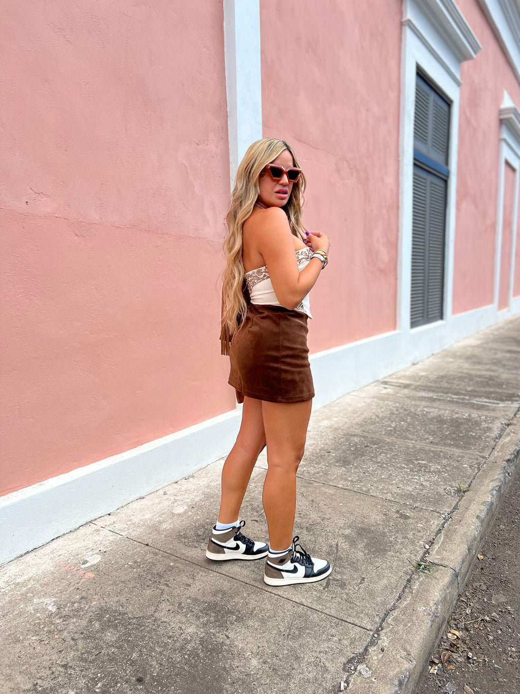 Brown Suede Skort