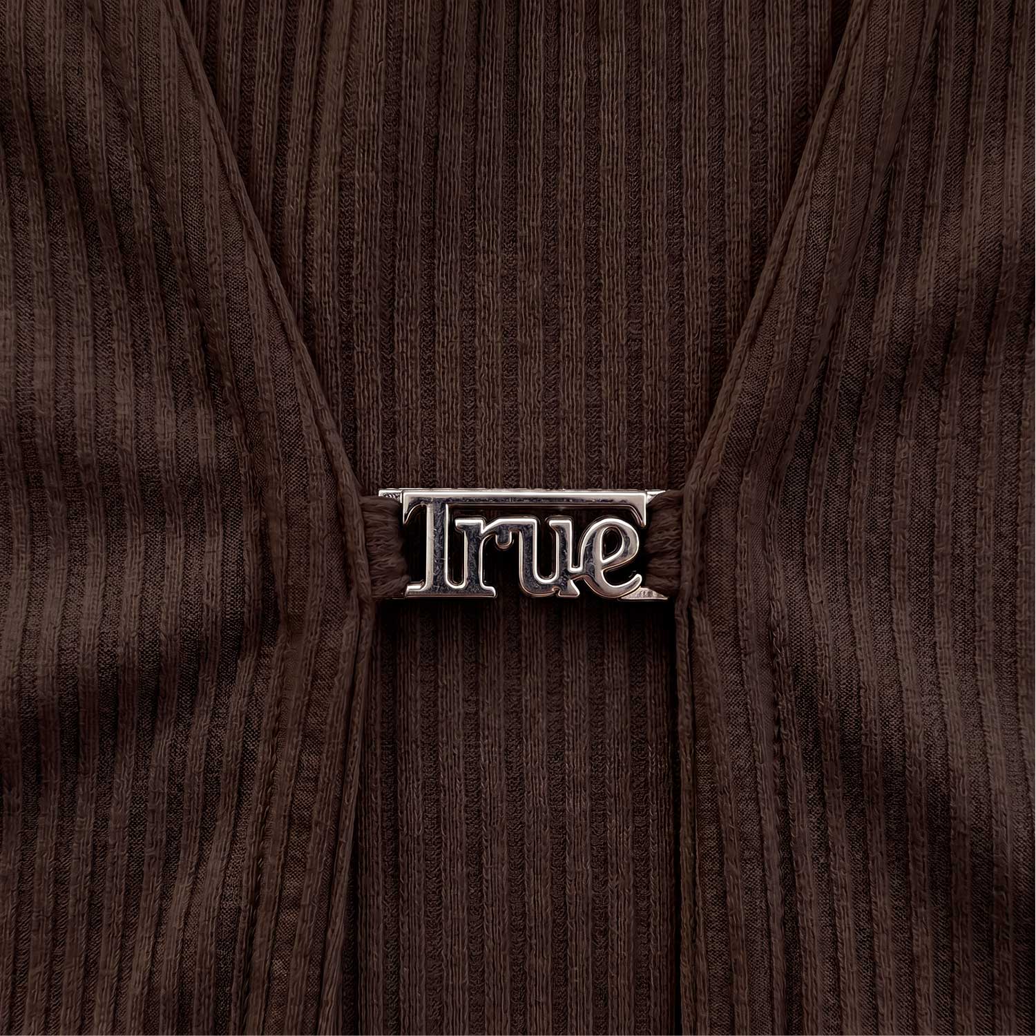 True Rib Cropped Cardigan - Brown