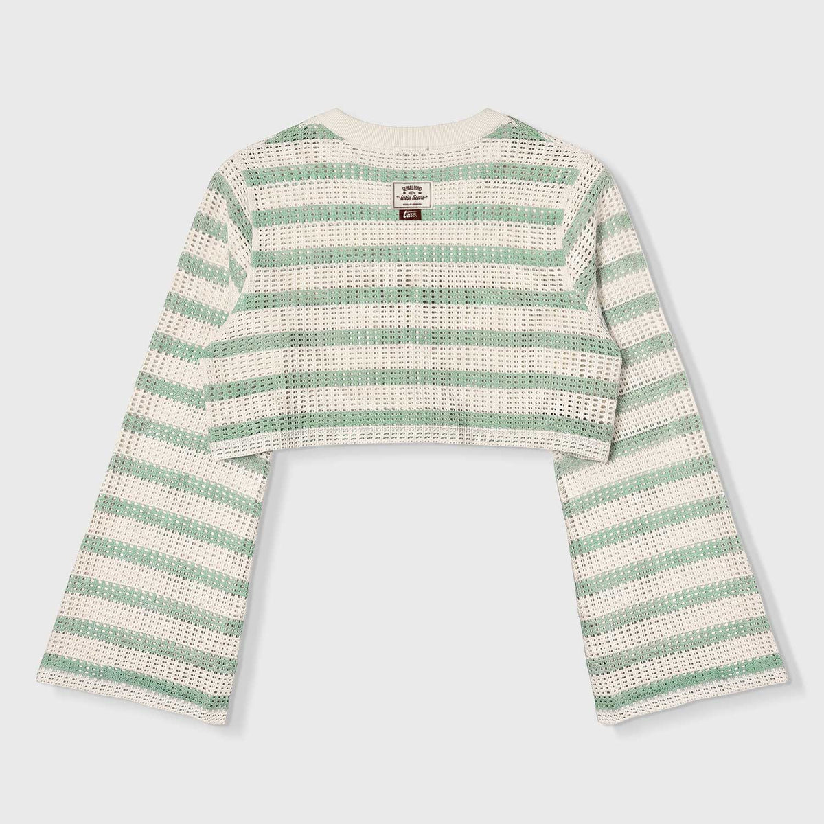 True texture Wide Sleeve Crop Top - Cream
