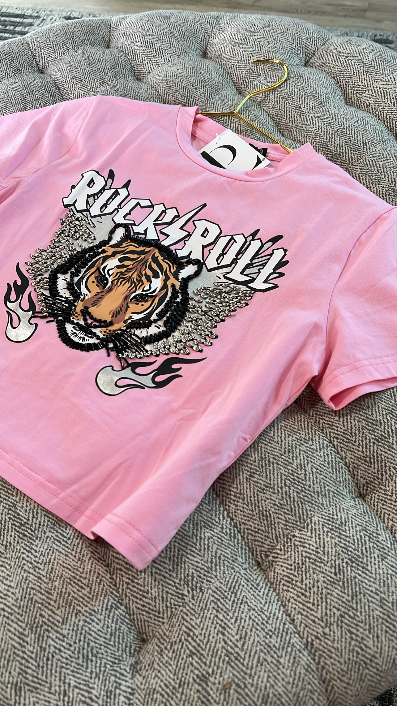 Baby Pink Tiger Cropped Tshirt