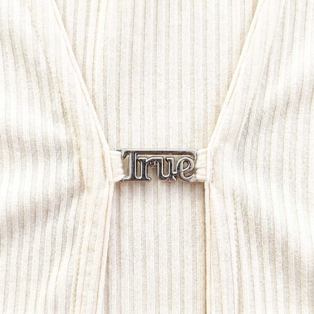 True Rib Cropped Cardigan - Cream