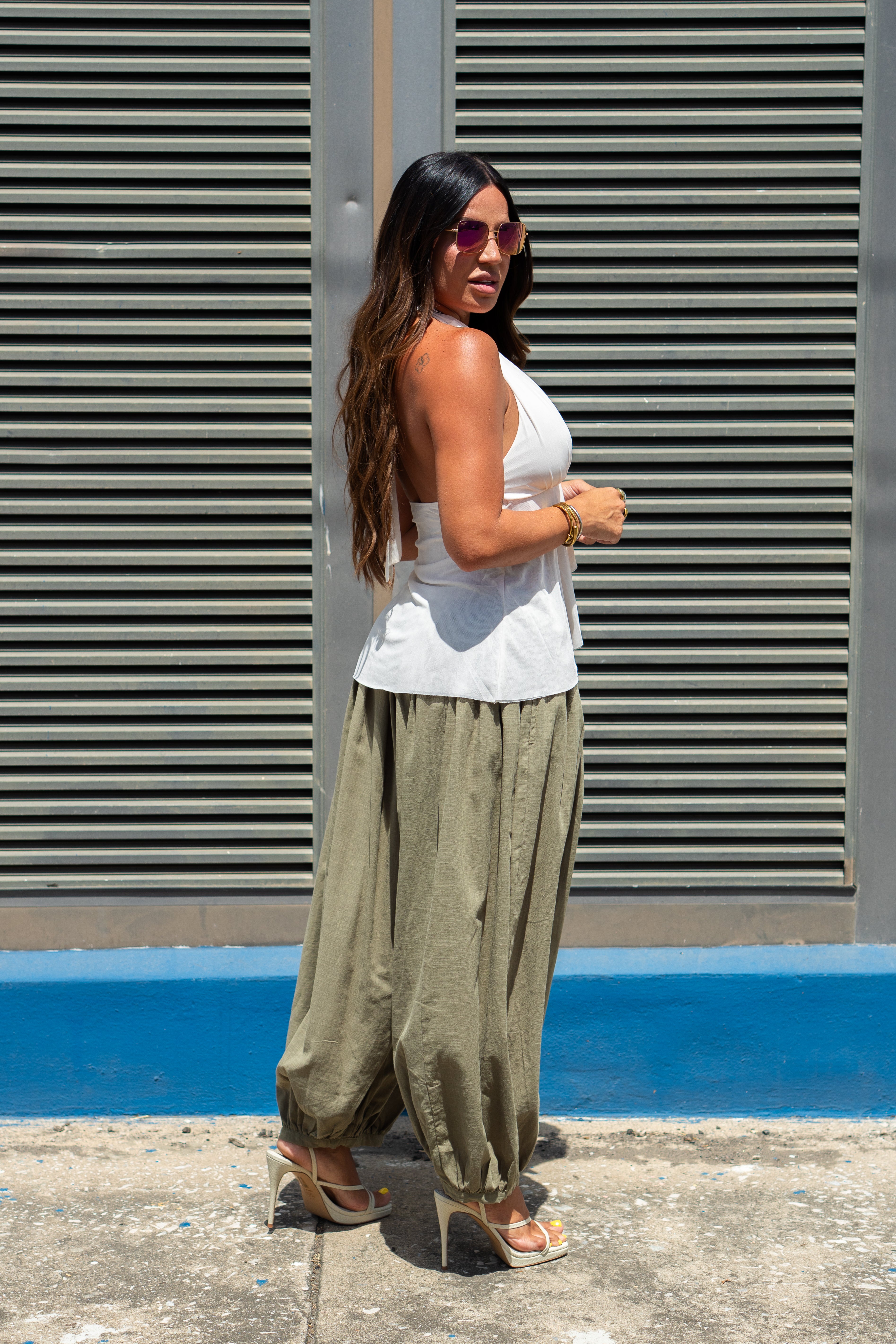 Olive Low Waist Balloon Pant