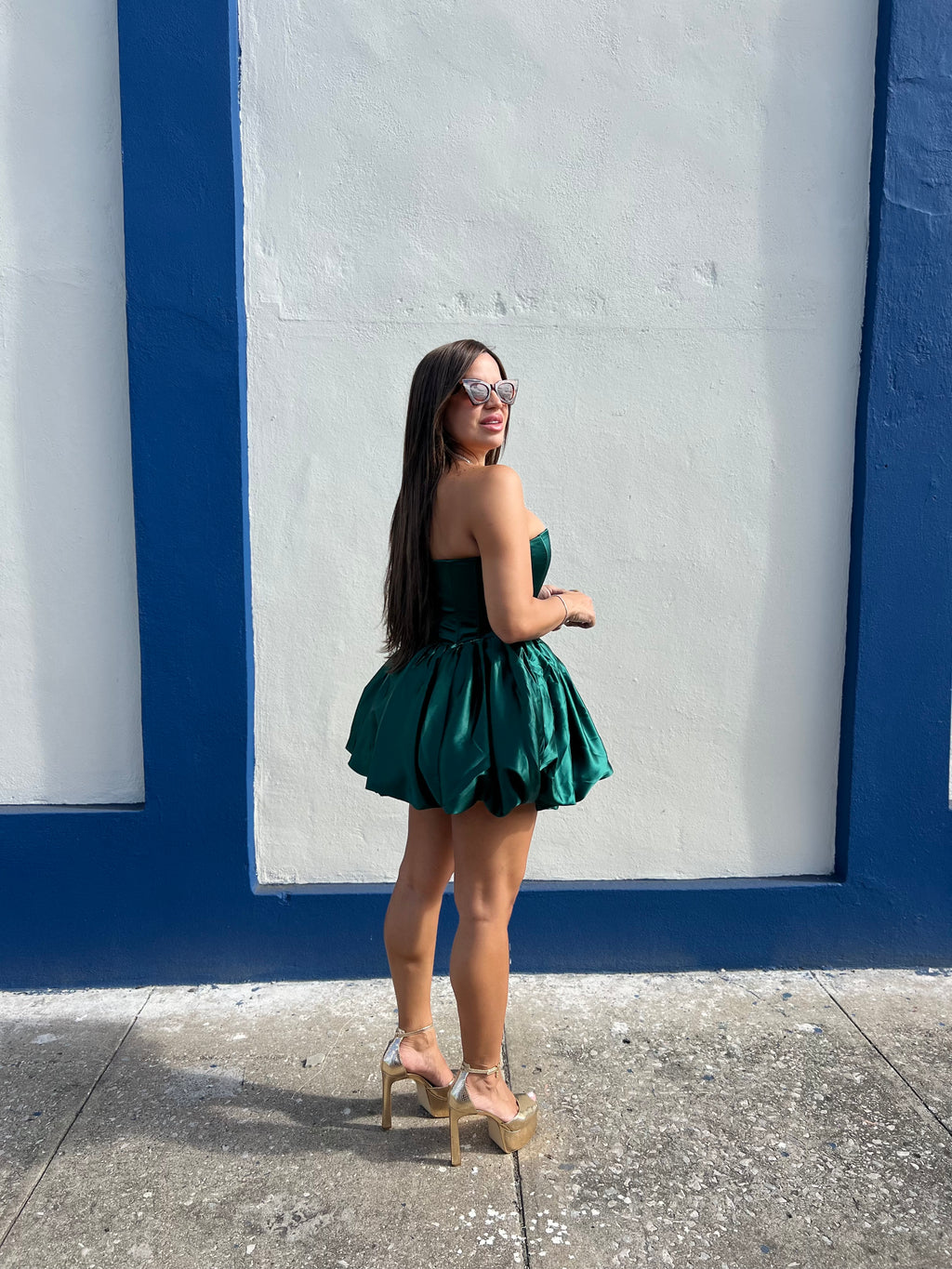Hunter Green Balloon Dress
