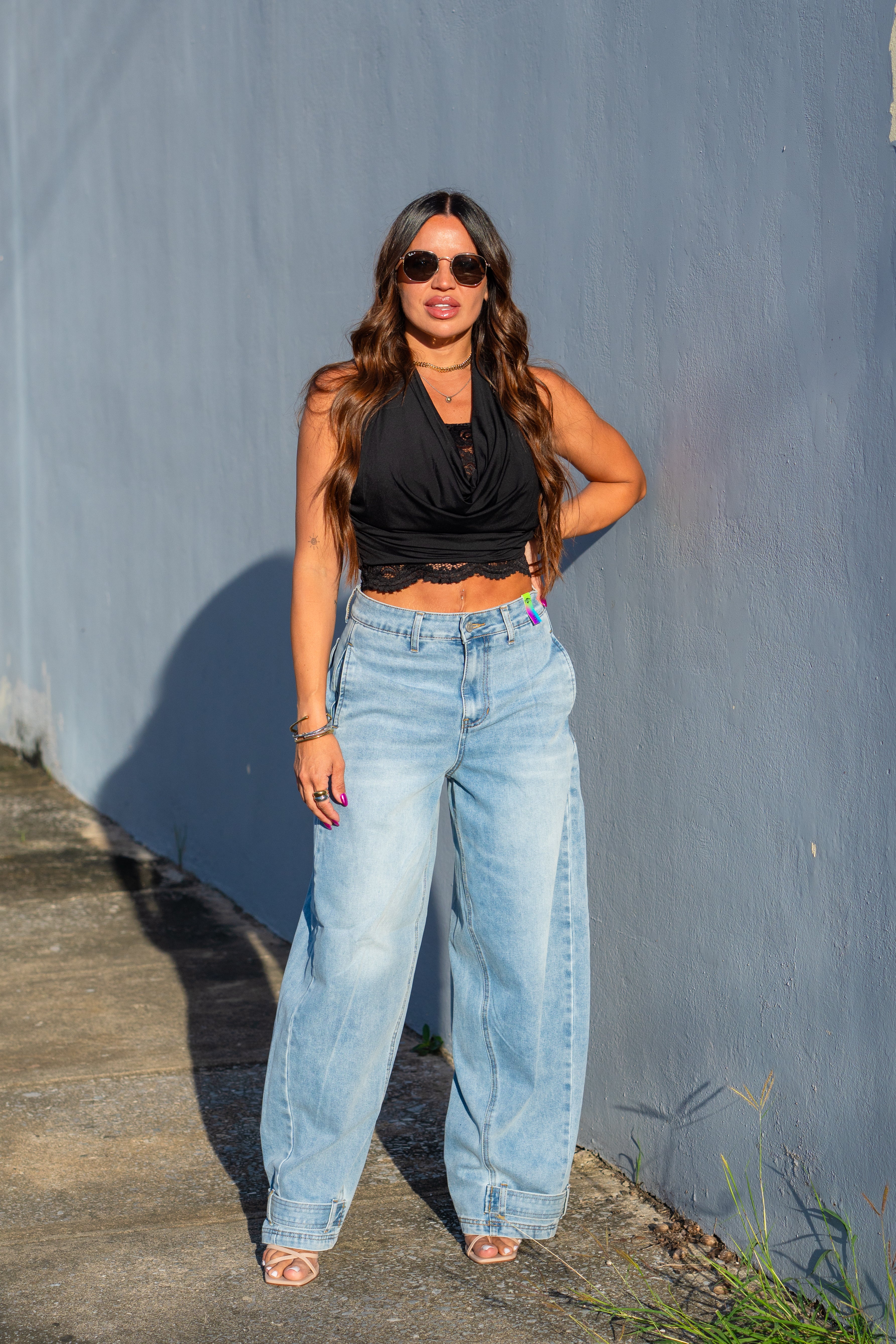Black Lace & Silky Spandex Top