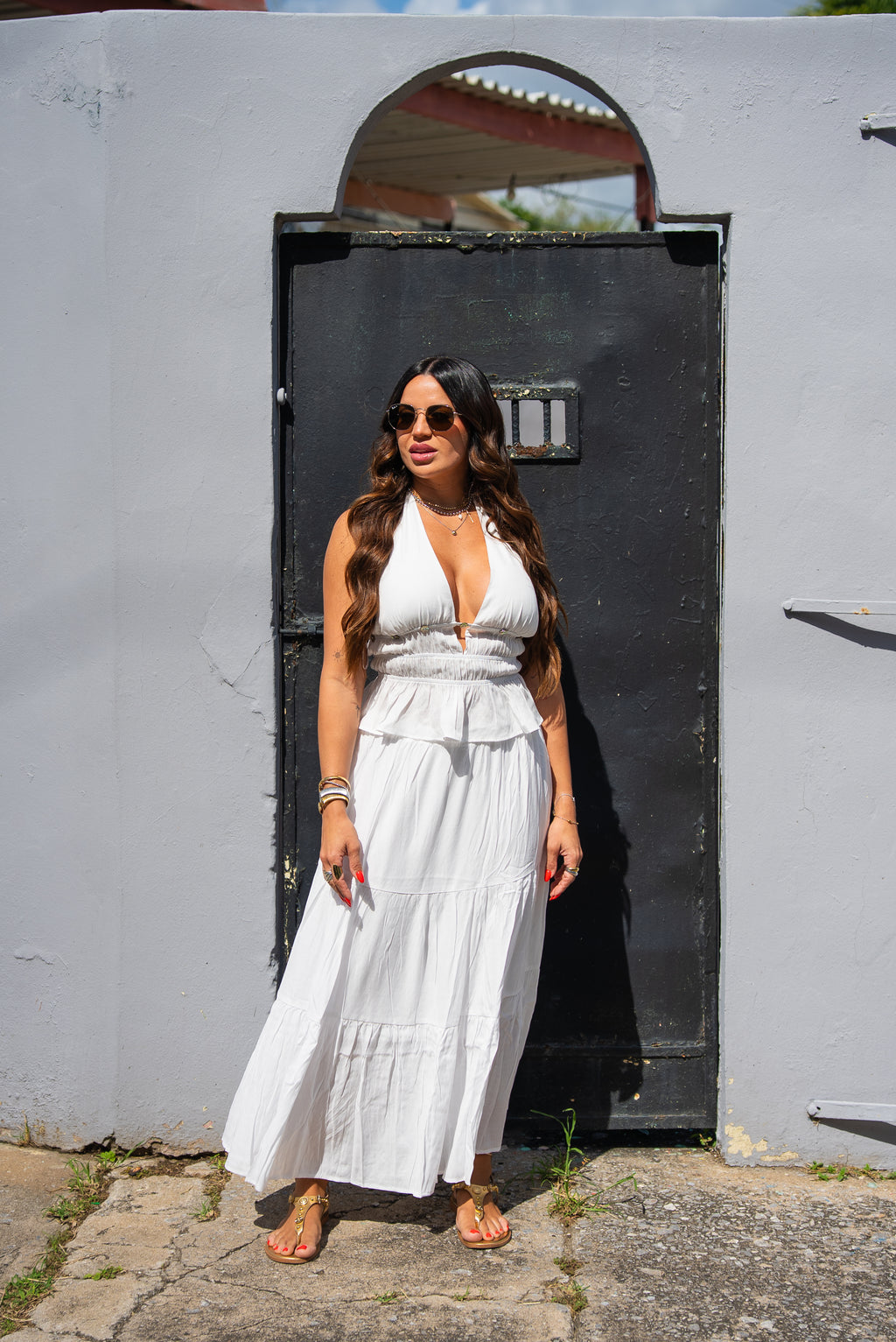 White Boho Halter Top