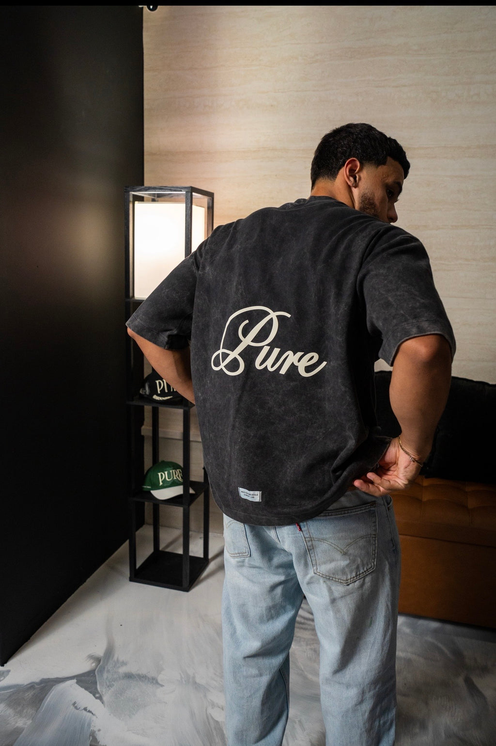 PURE Washed Black Logo Tshirt