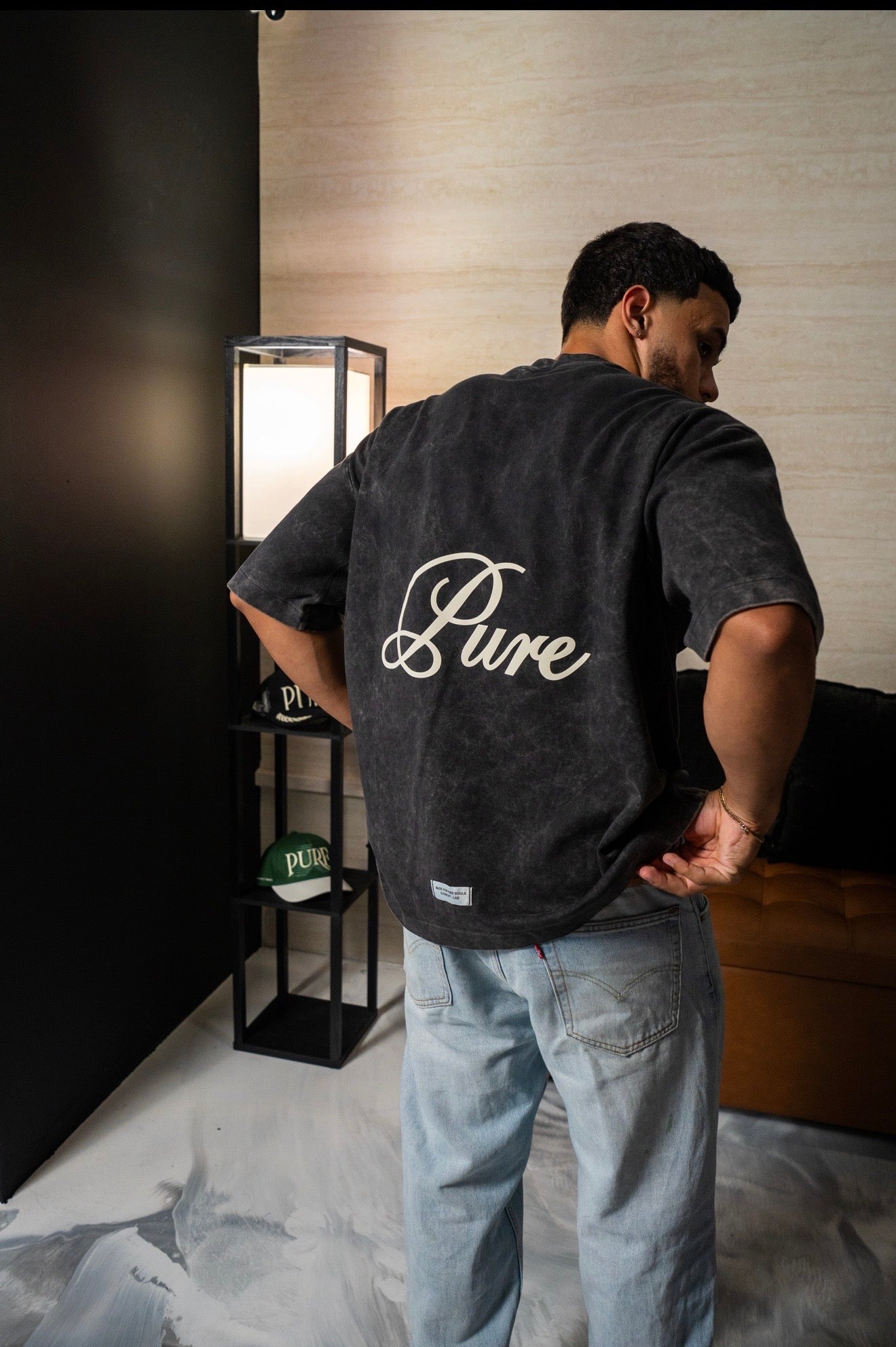 PURE Washed Black Logo Tshirt