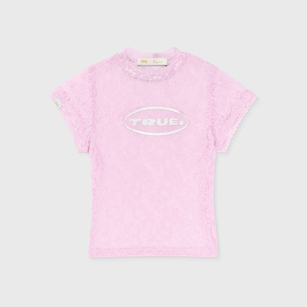TRUE Floral Lace Baby Tee - Pink