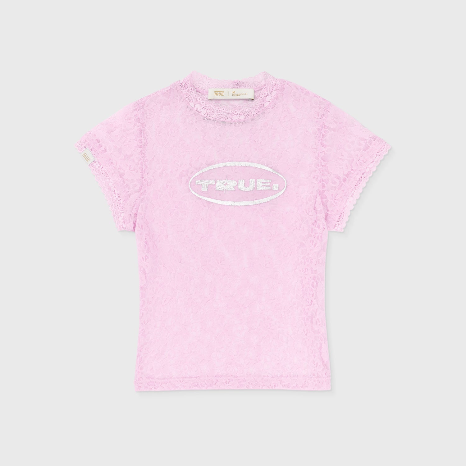 TRUE Floral Lace Baby Tee - Pink