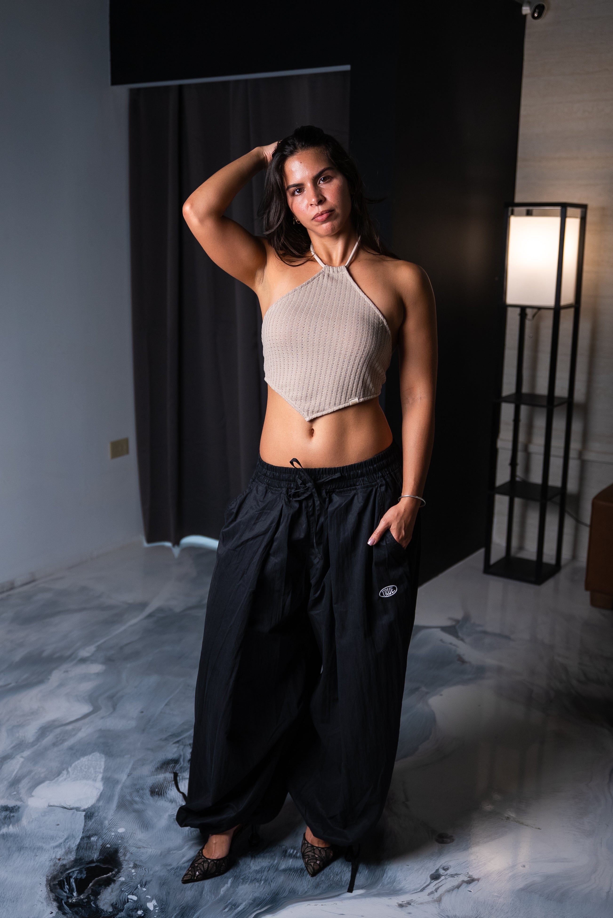 True Textured Halter Top - Camel