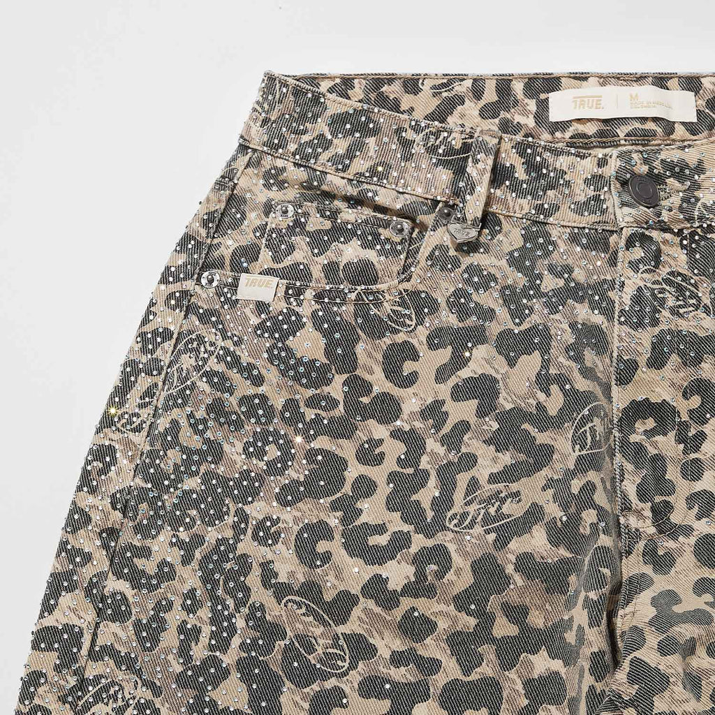 TRUE Leopard Wide Leg Jeans - Camel
