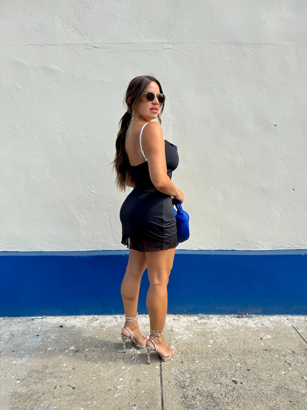 Black W Lace Mini Dress