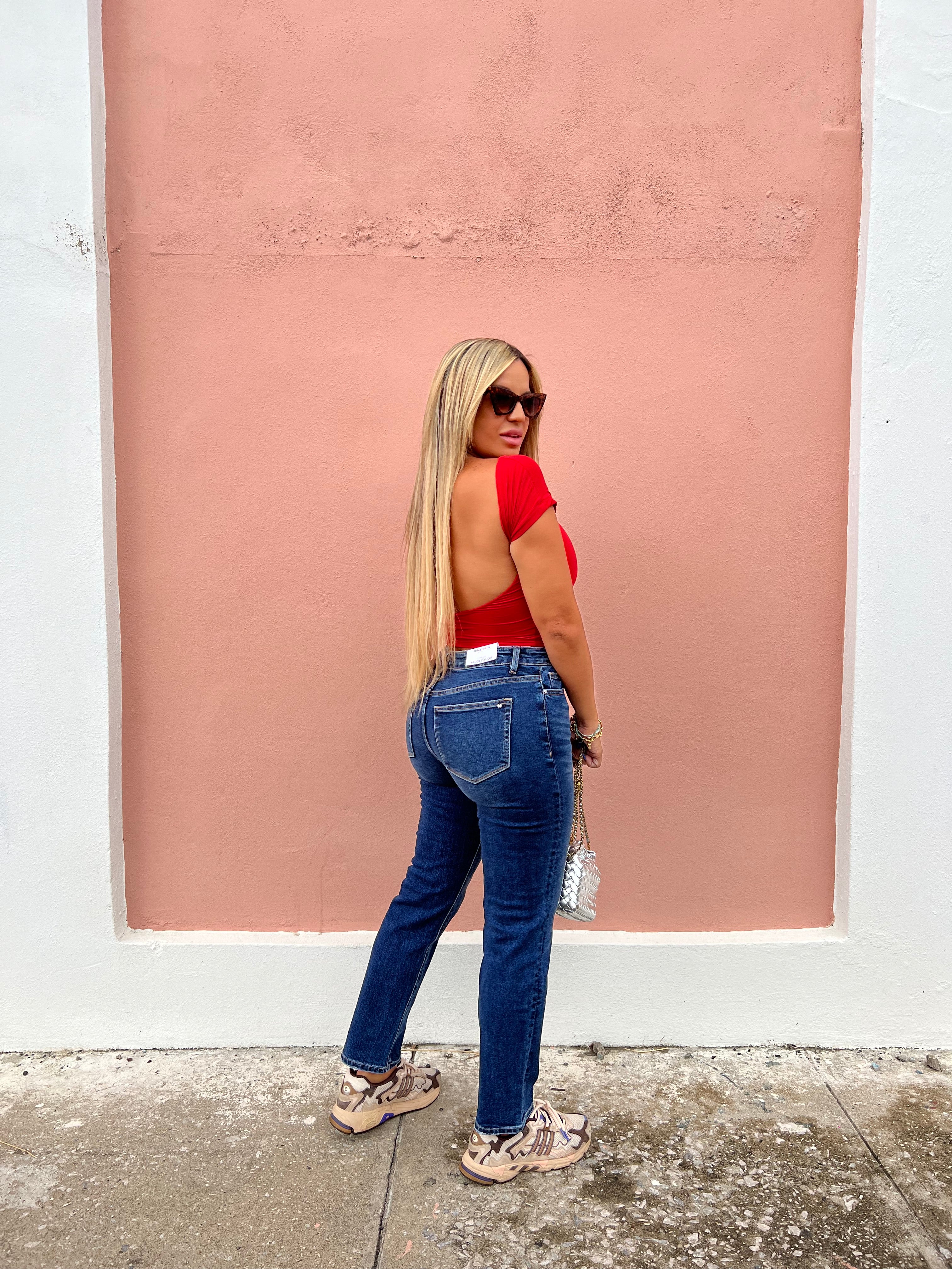 Dark Super High Rise/Straight Leg Jean
