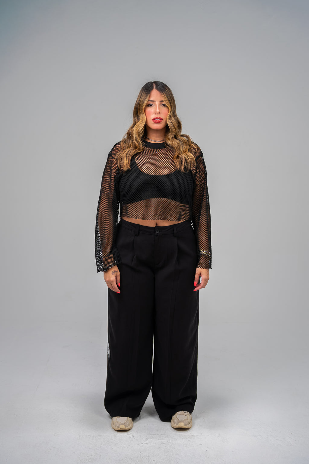 TRUE Mesh LS Cropped Top