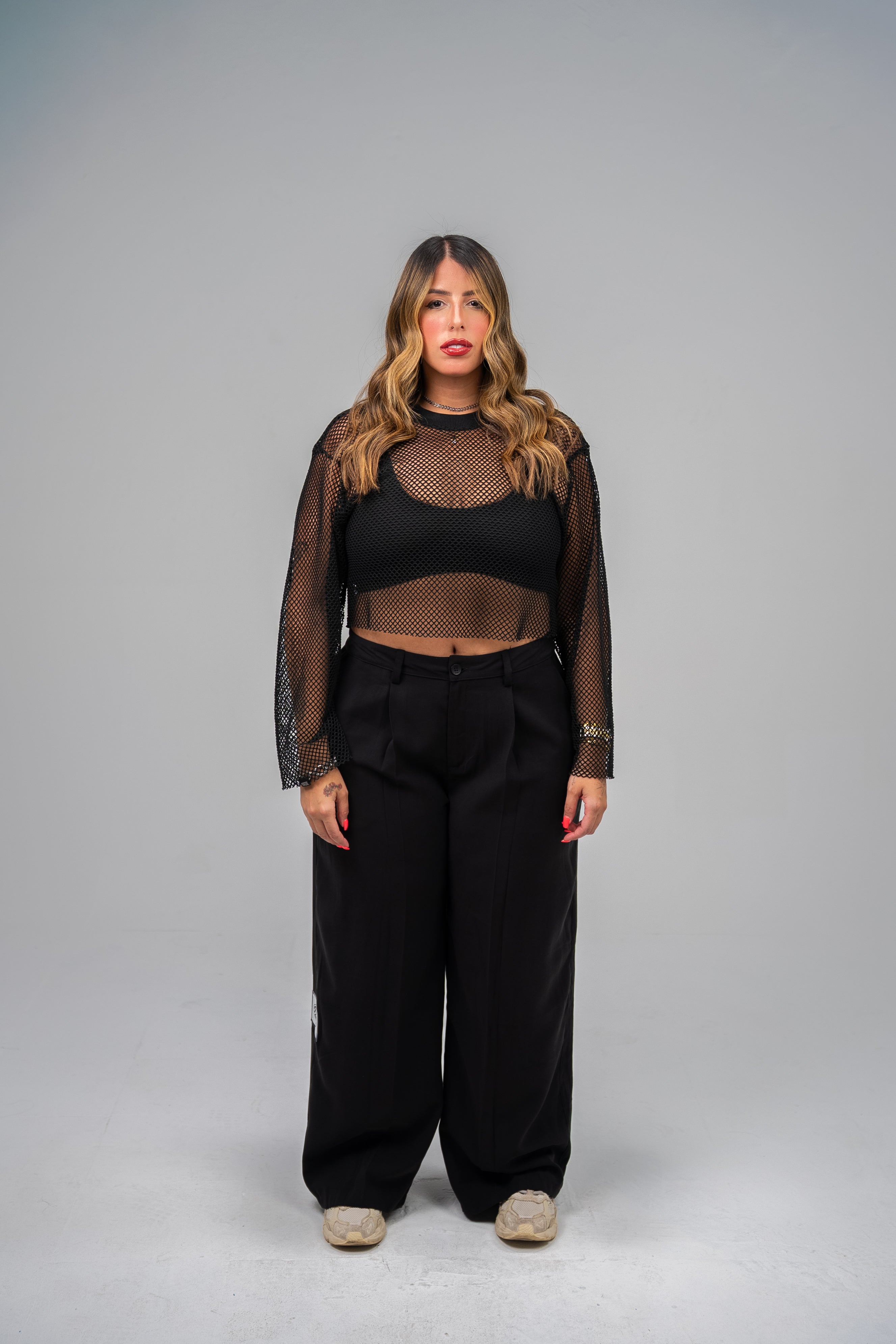 TRUE Mesh LS Cropped Top