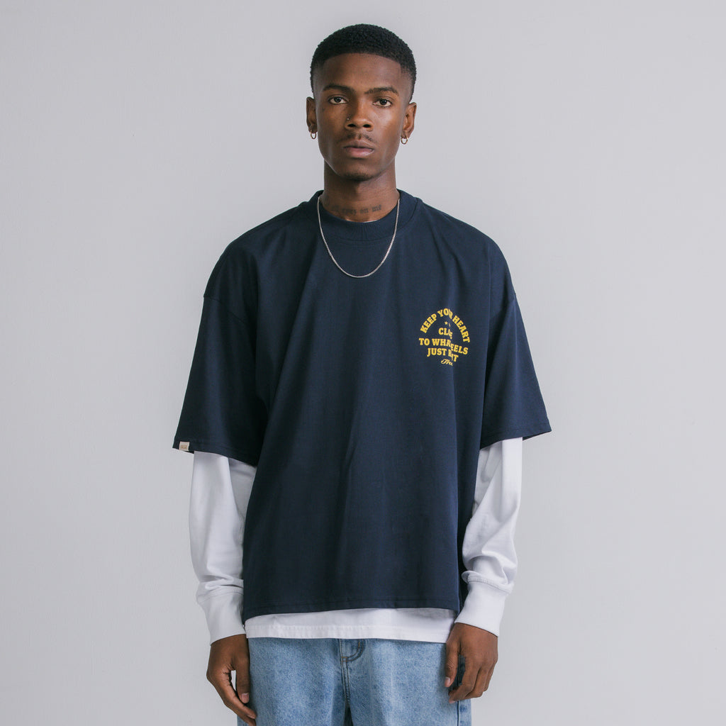 TRUE Heart Boxy Tee - Navy