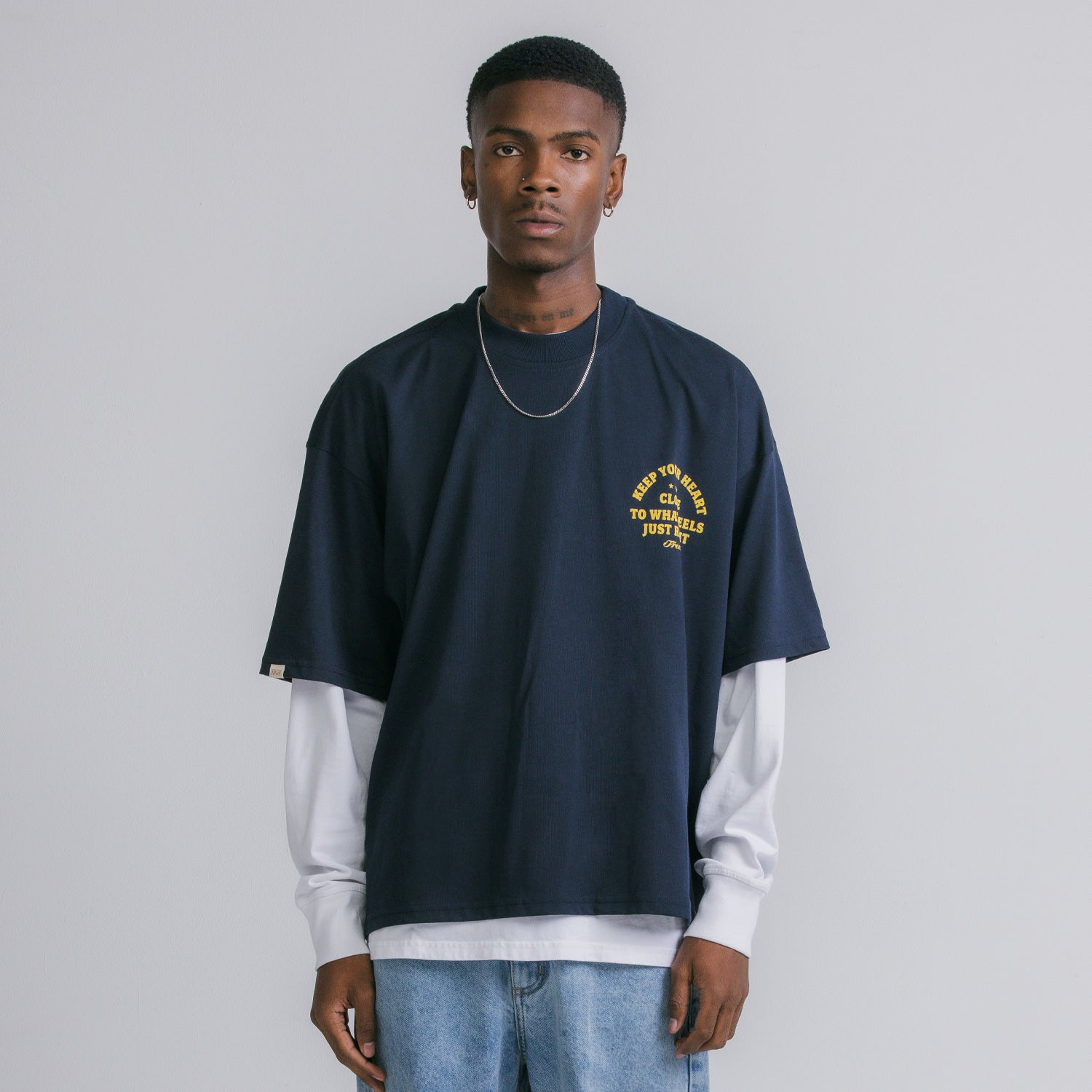 TRUE Heart Boxy Tee - Navy