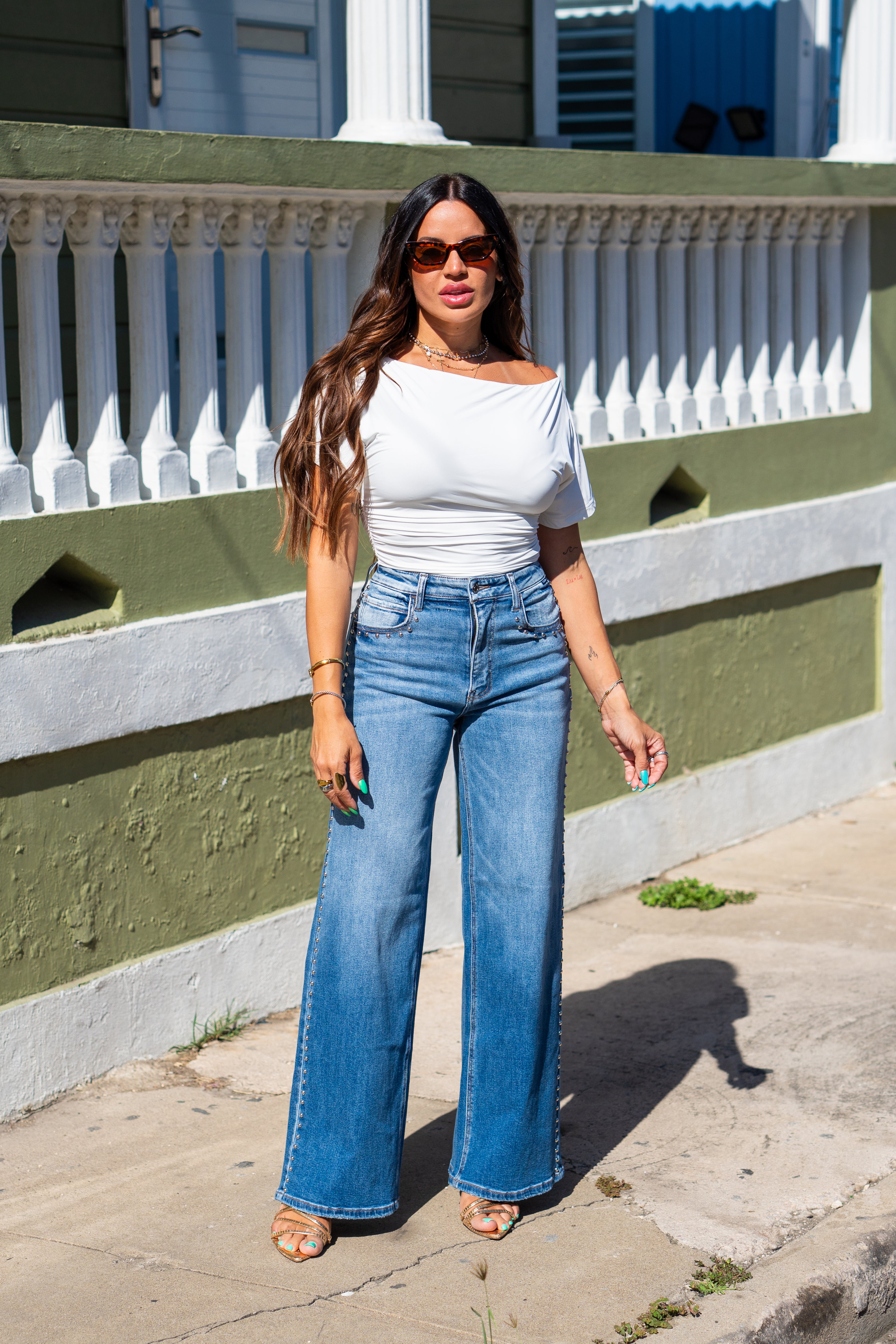 White Asymmetrical Shoulders Top