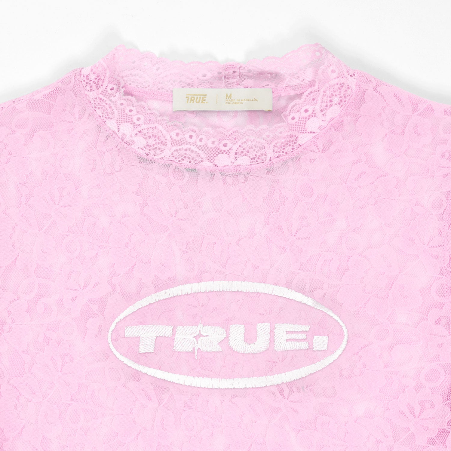 TRUE Floral Lace Baby Tee - Pink