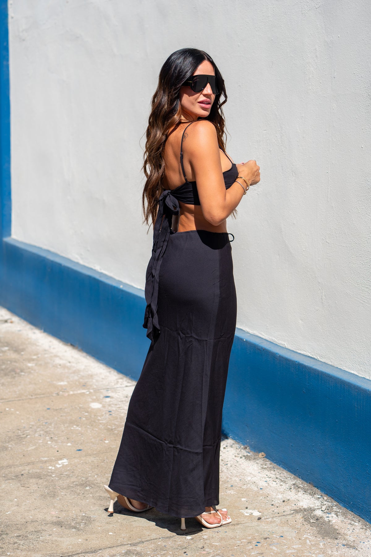 Black Linen Maxi Skirt Set