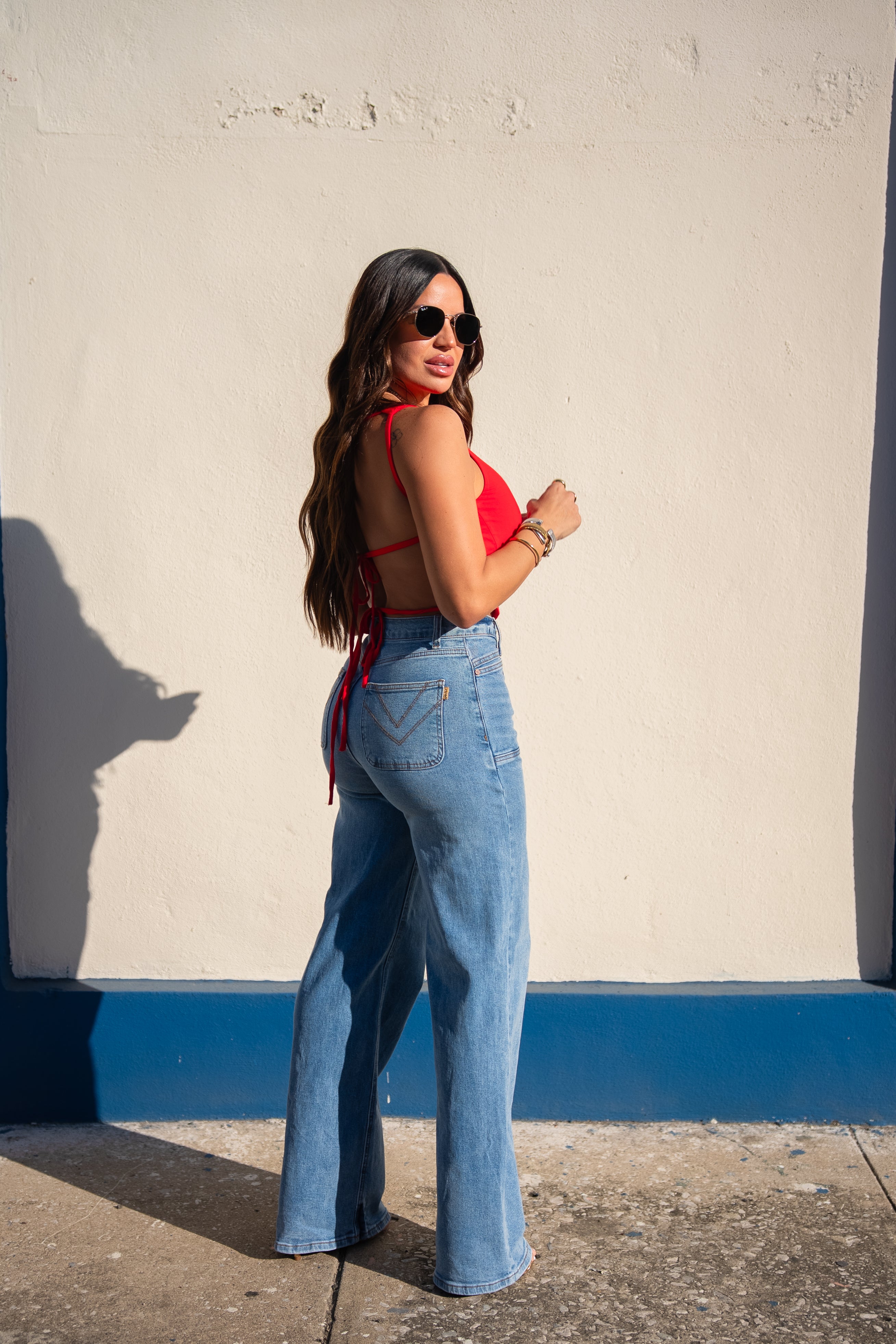 Vibrant High Waist Wide Leg Jean