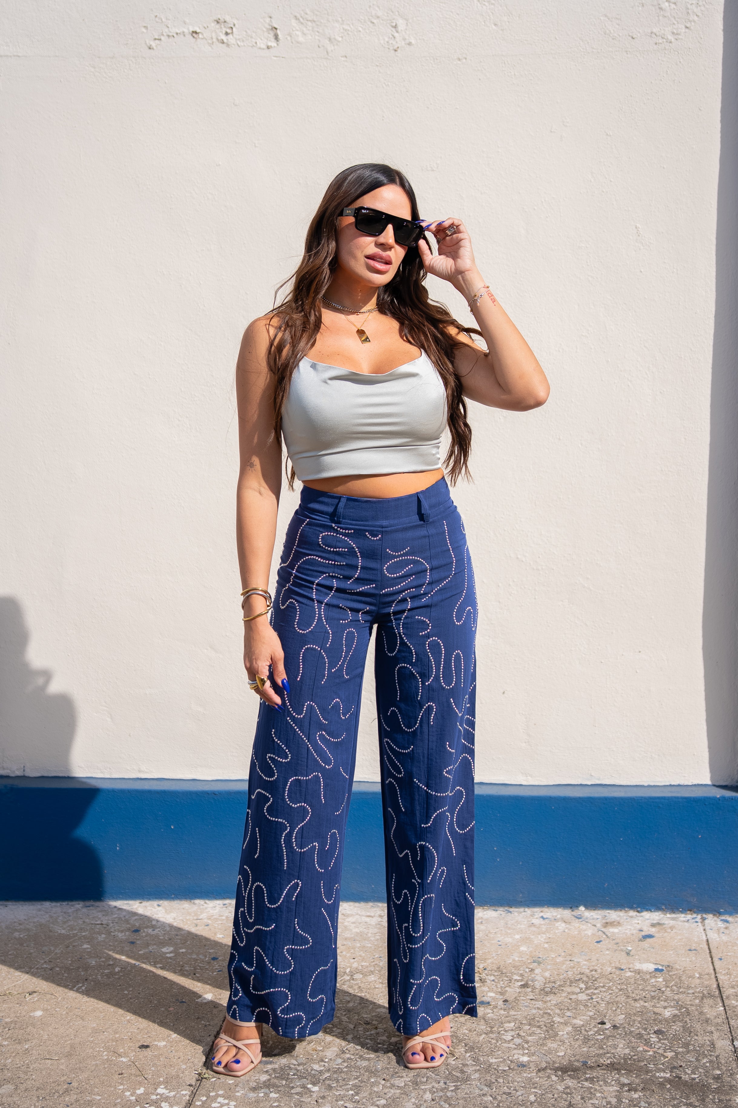 Silver Spaghetti Strap Top