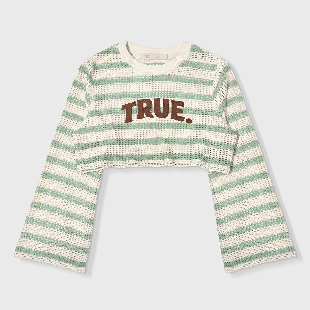 True texture Wide Sleeve Crop Top - Cream