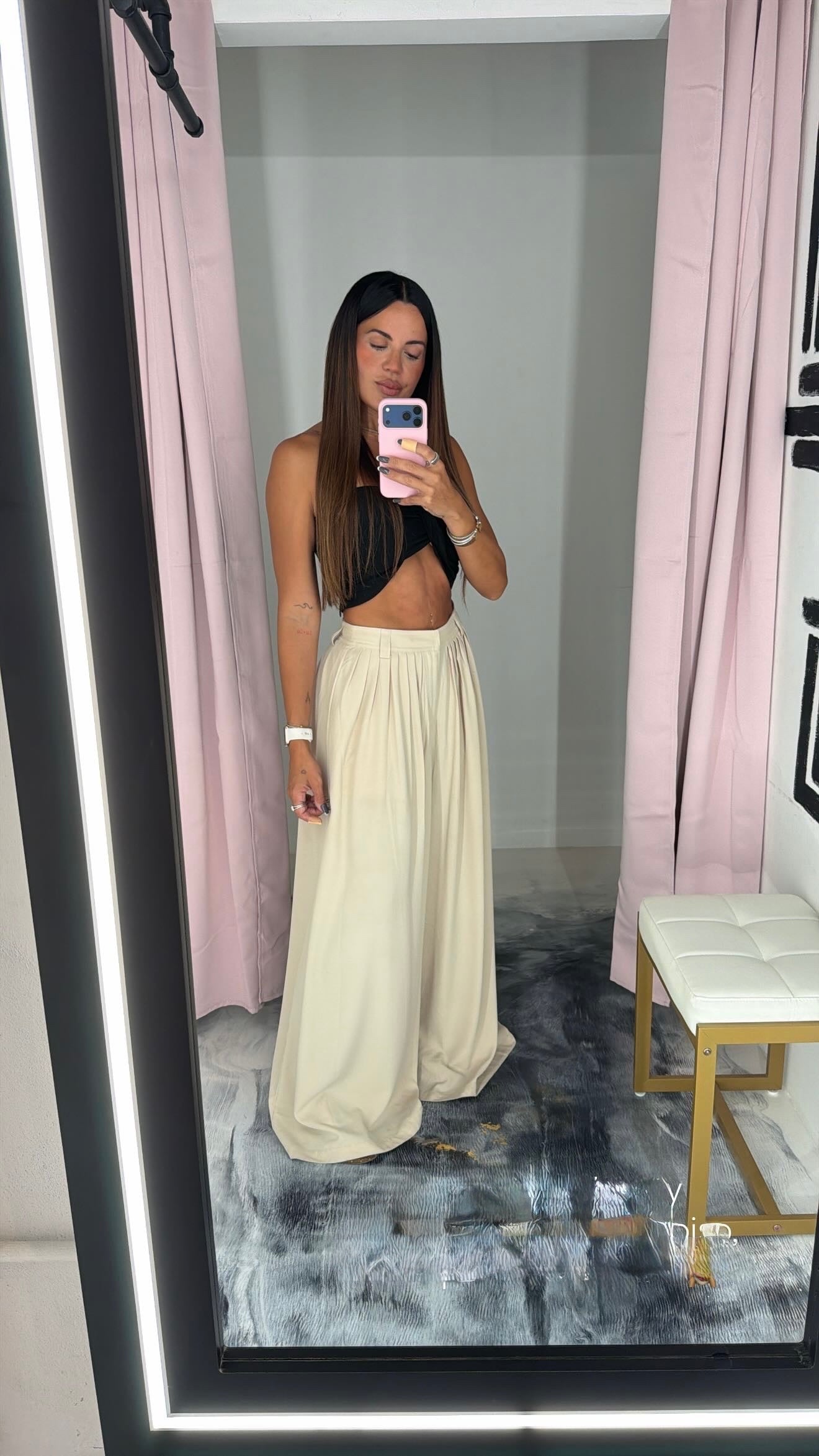 PREORDER Beige Ultra Wide Leg Pants