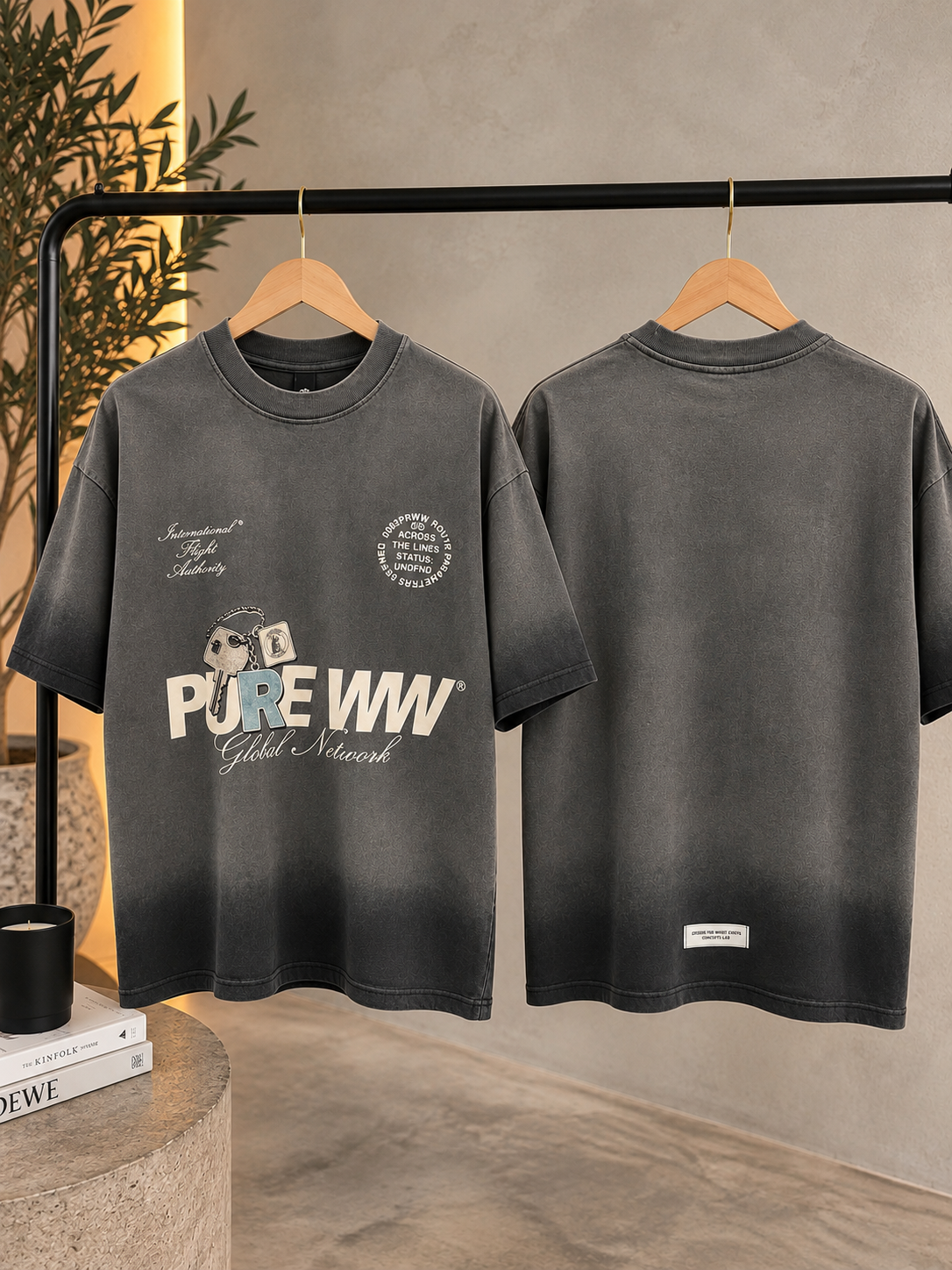 PURE Across The Lines Washed Black Key TShirt