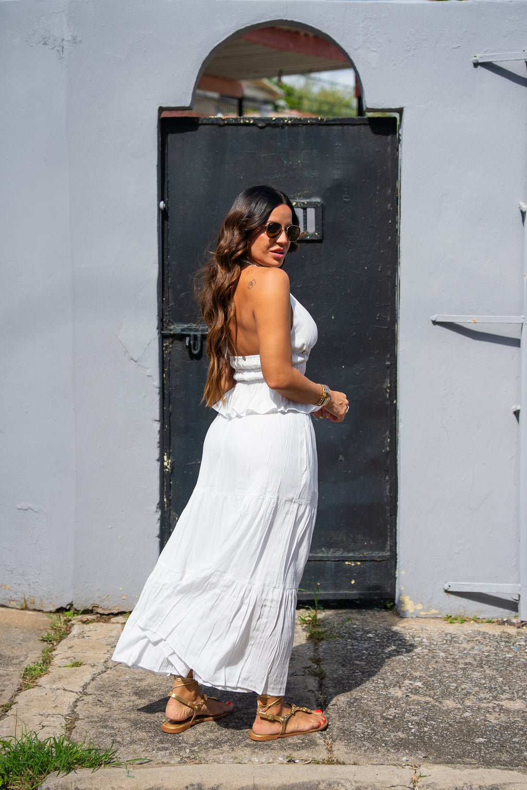 White Boho Halter Top