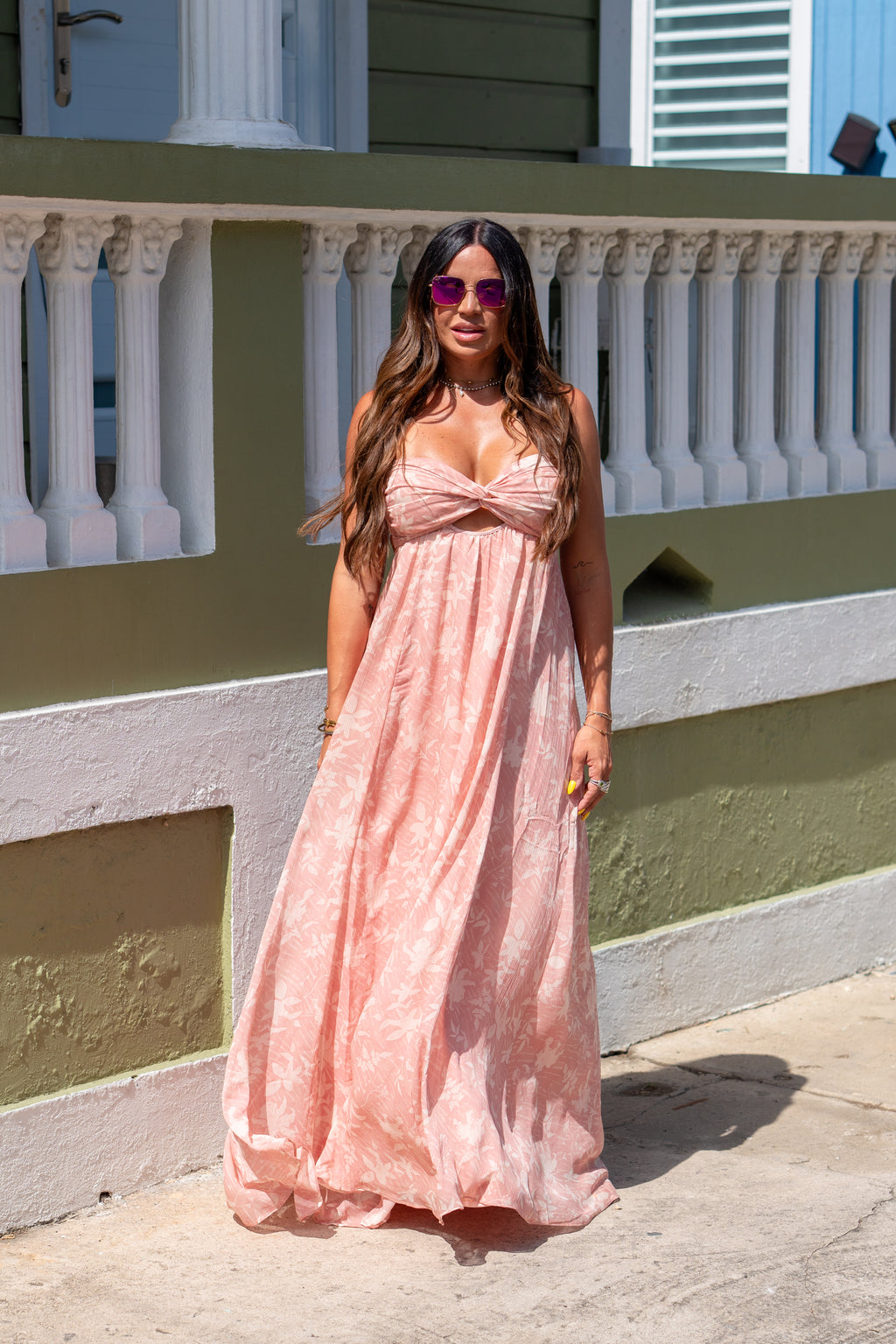 Rosé Open Back Maxi Dress