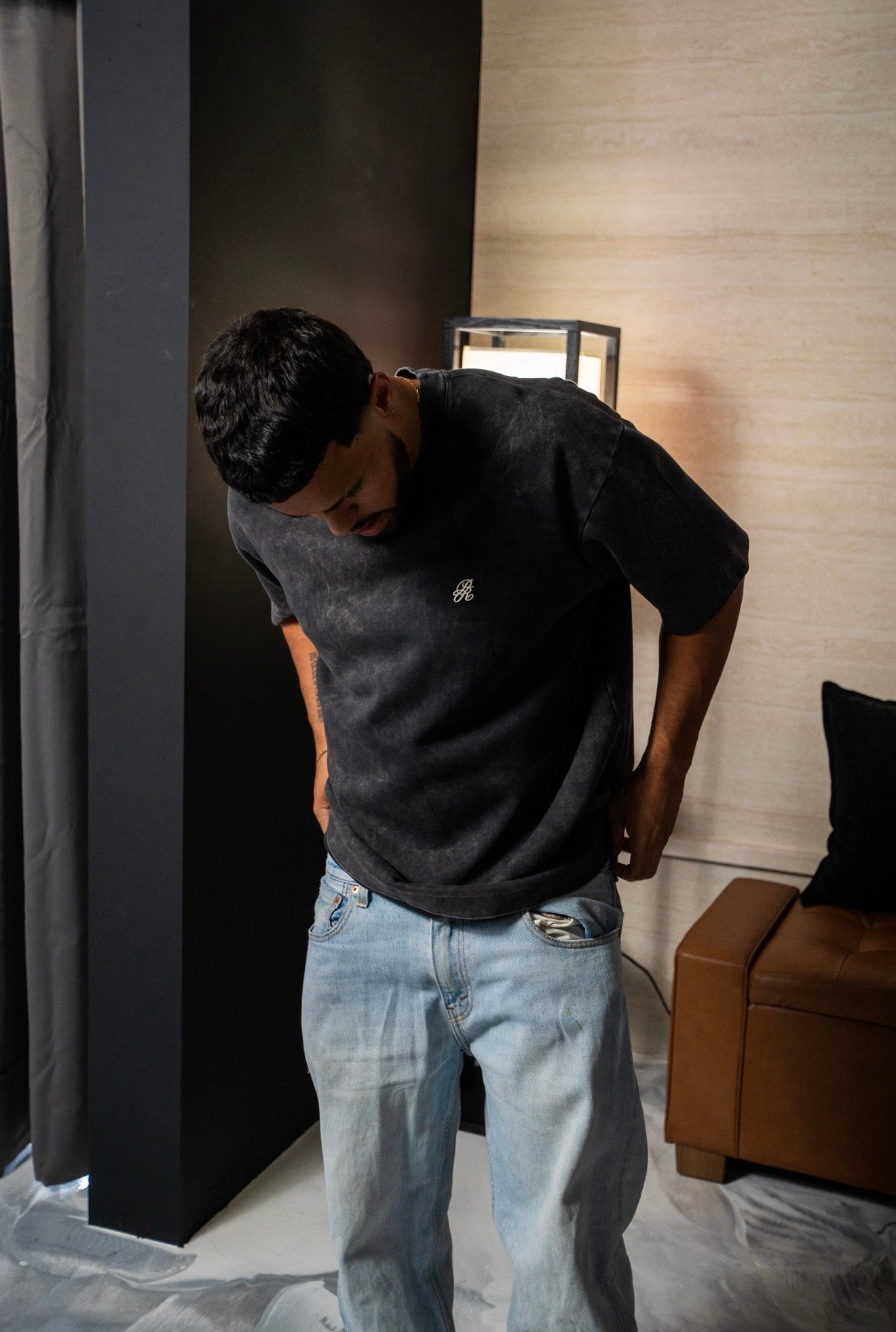 PURE Washed Black Logo Tshirt