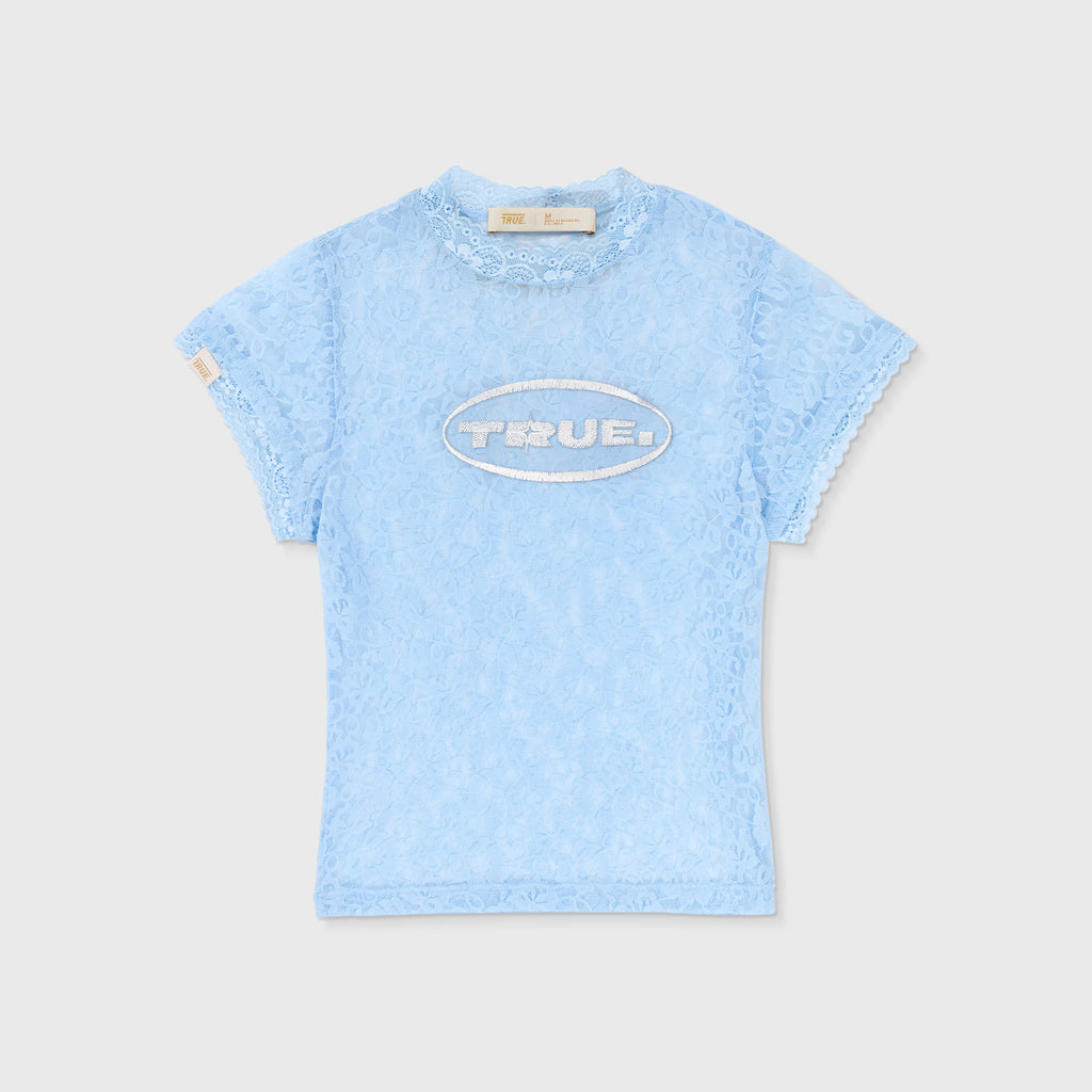 TRUE Floral Lace Baby Tee - Light Blue