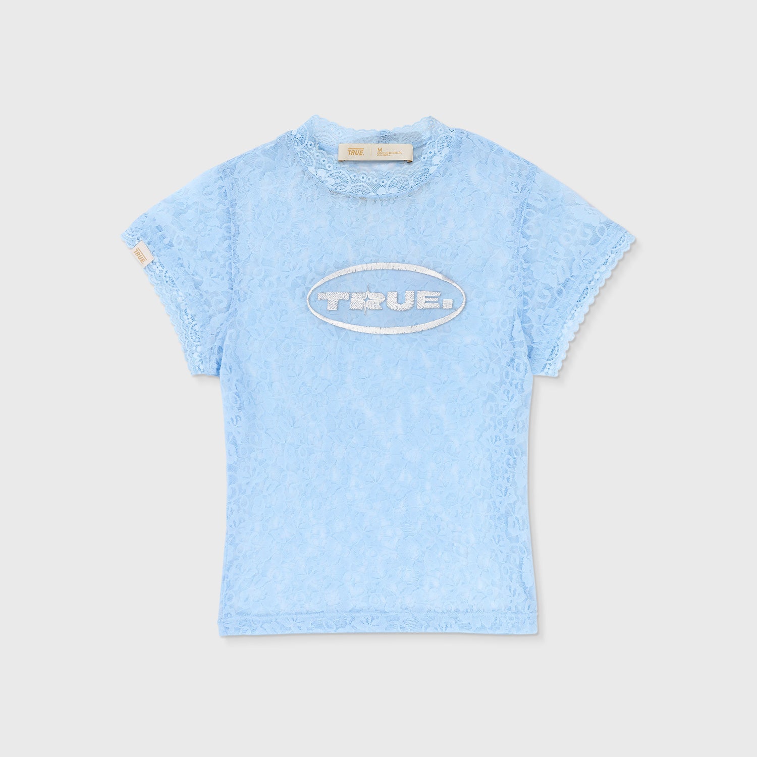 TRUE Floral Lace Baby Tee - Light Blue