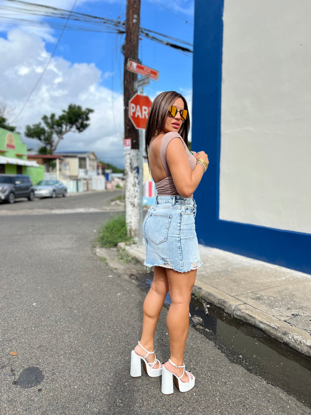 Light Denim Mini Skirt