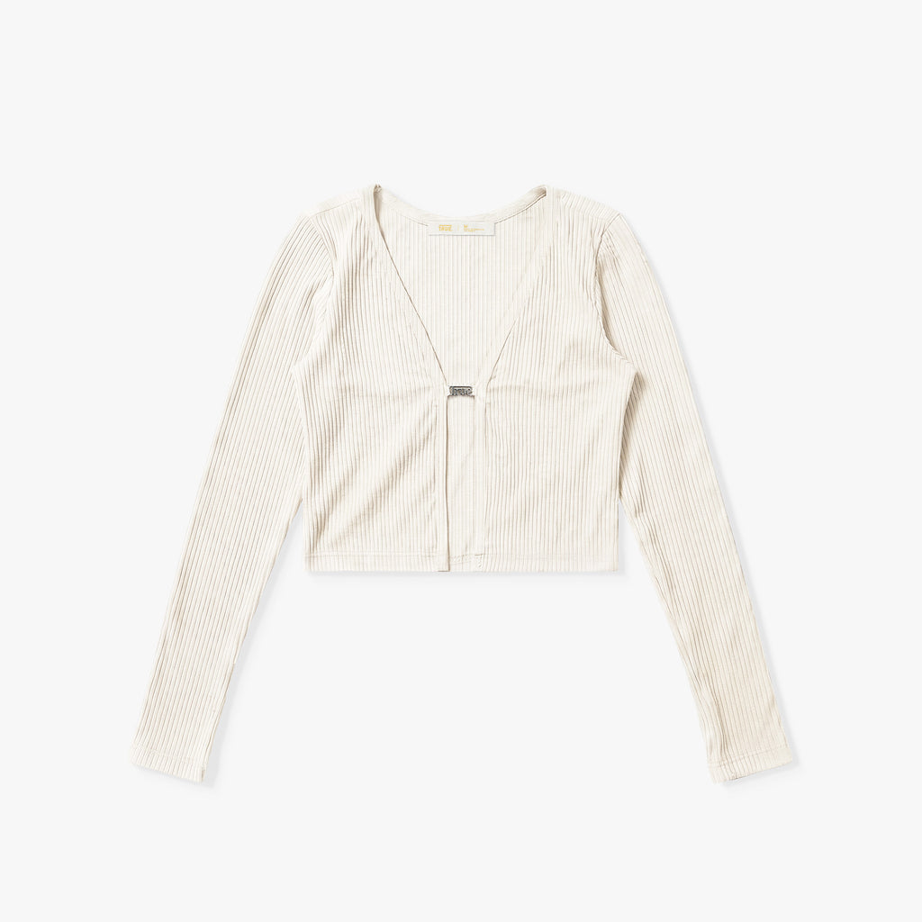 True Rib Cropped Cardigan - Cream