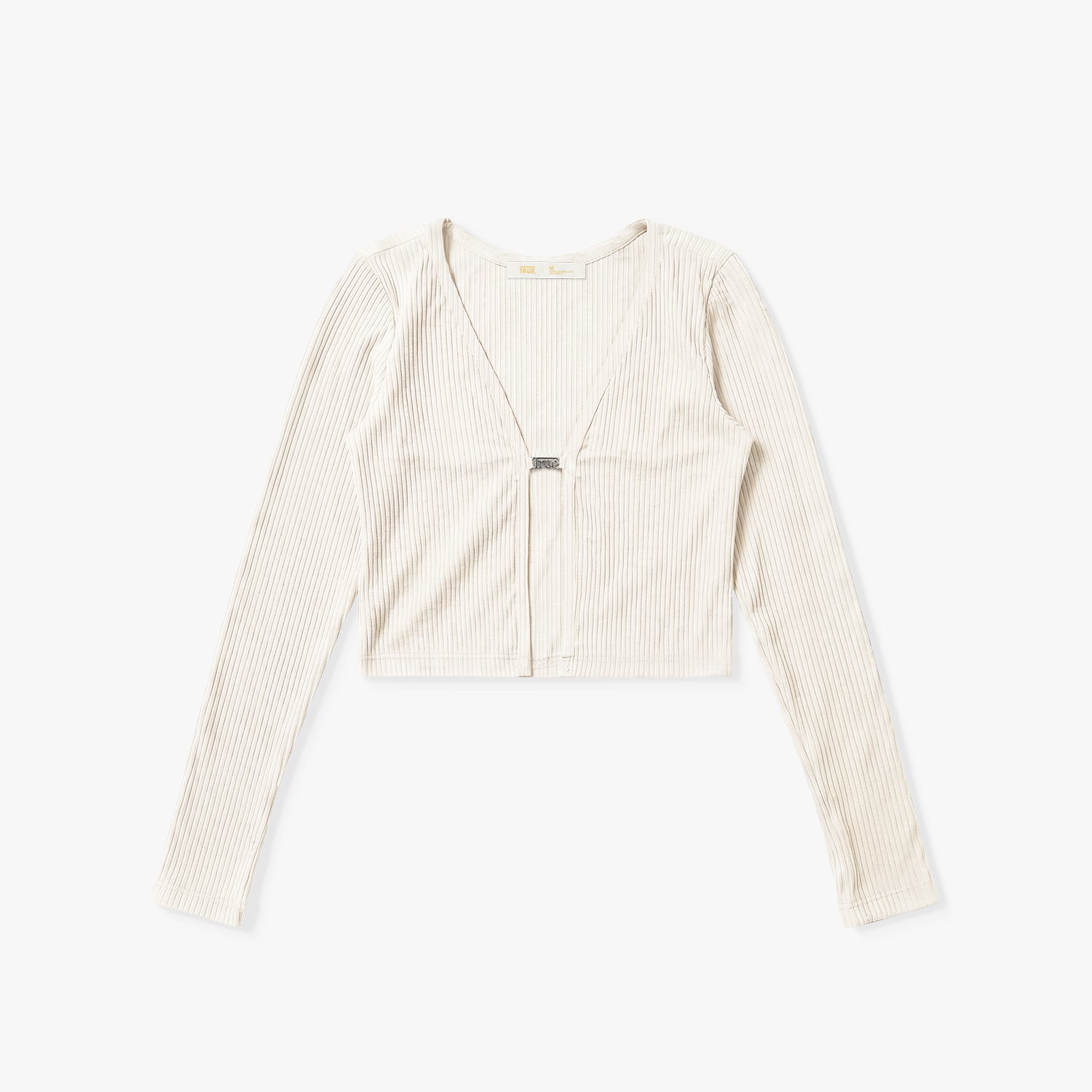 True Rib Cropped Cardigan - Cream
