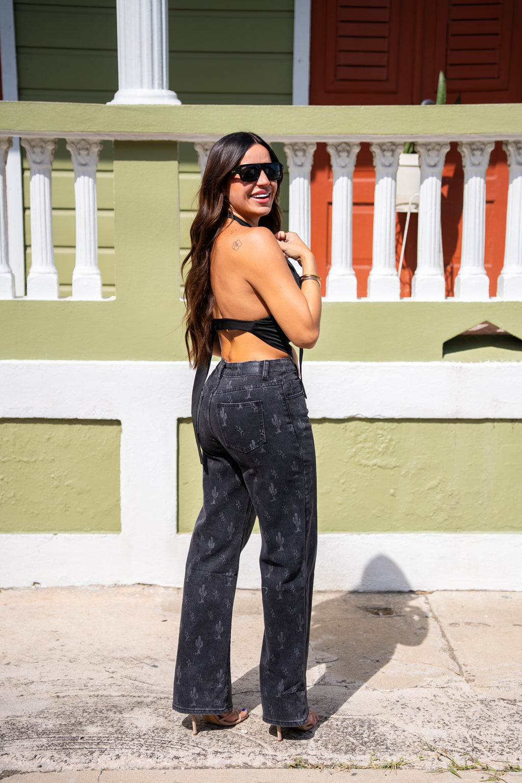 Black Halter/Back Strap Top